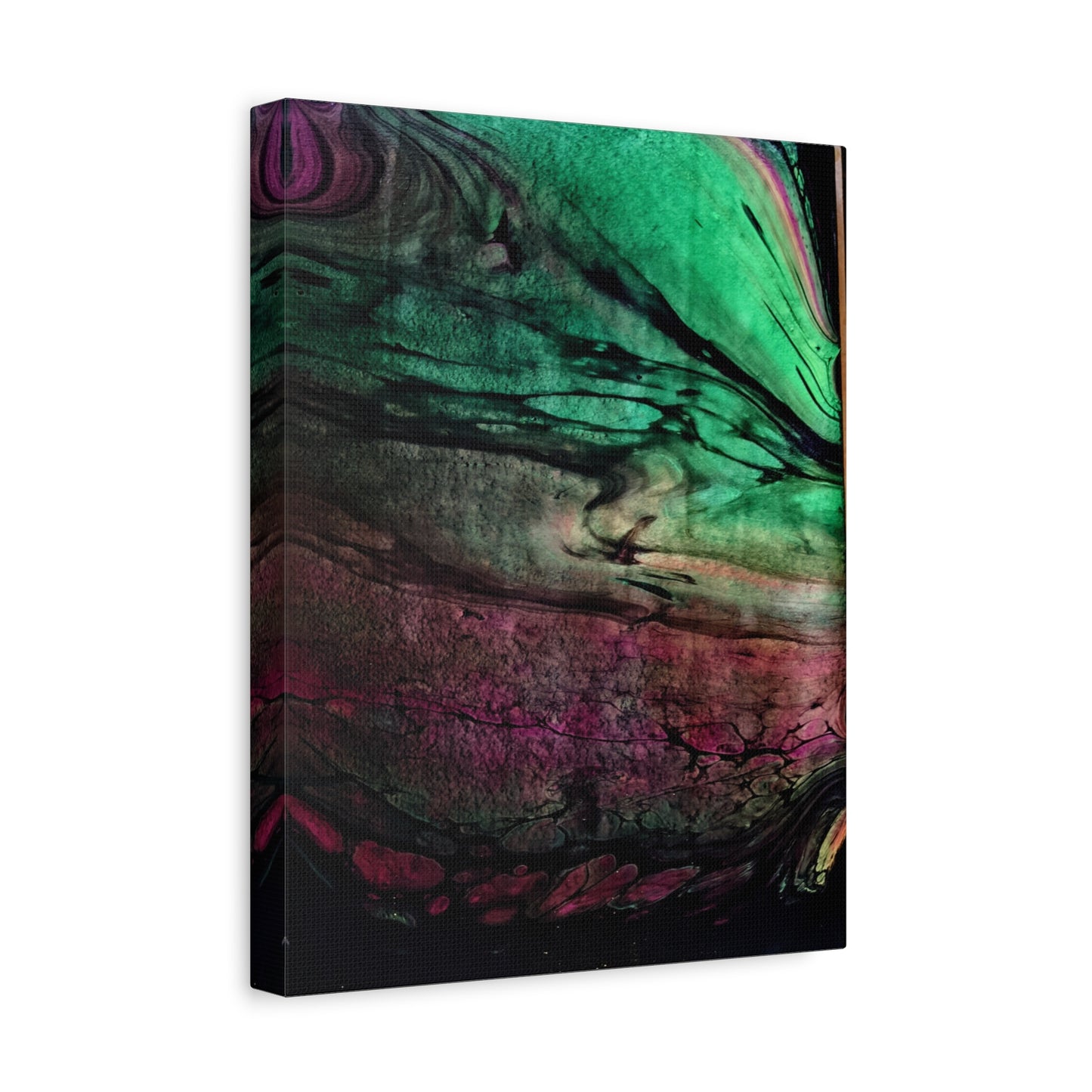 flame tempered pour - Abstract Teal & Magenta Canvas Wall Art — Matte Stretched 1.25"