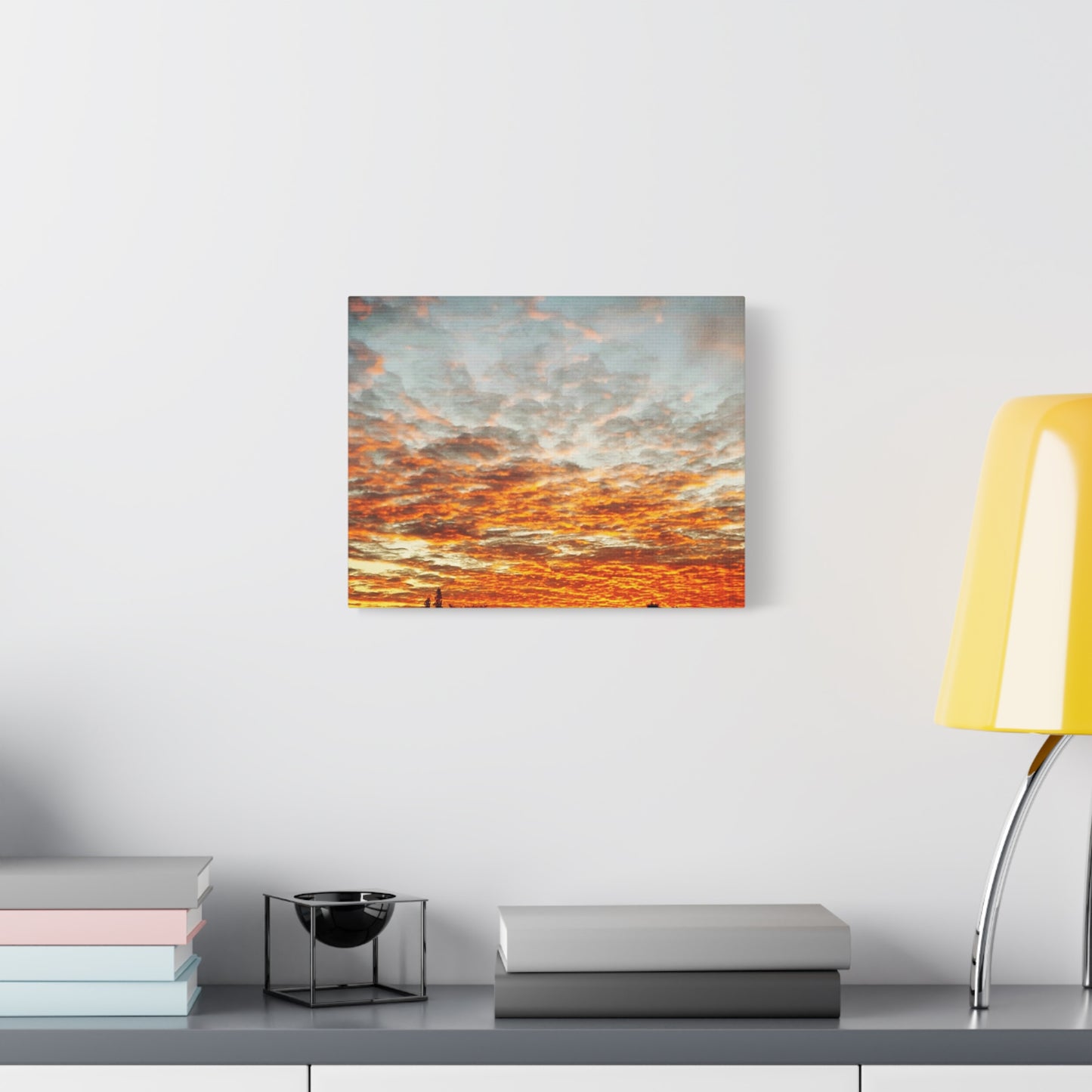Sunset Sky Canvas Print — Orange Cloudscape Matte Stretched Wall Art