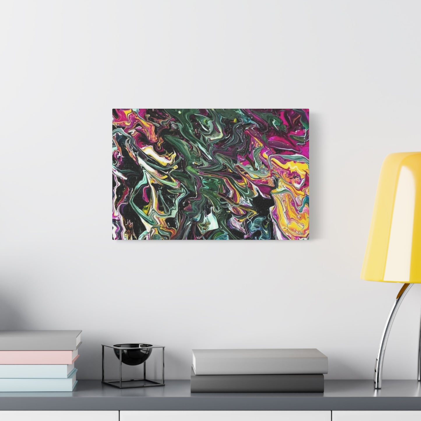 chaos in the garden - Abstract Fluid Art Matte Canvas Print - Colorful Swirl Wall Art