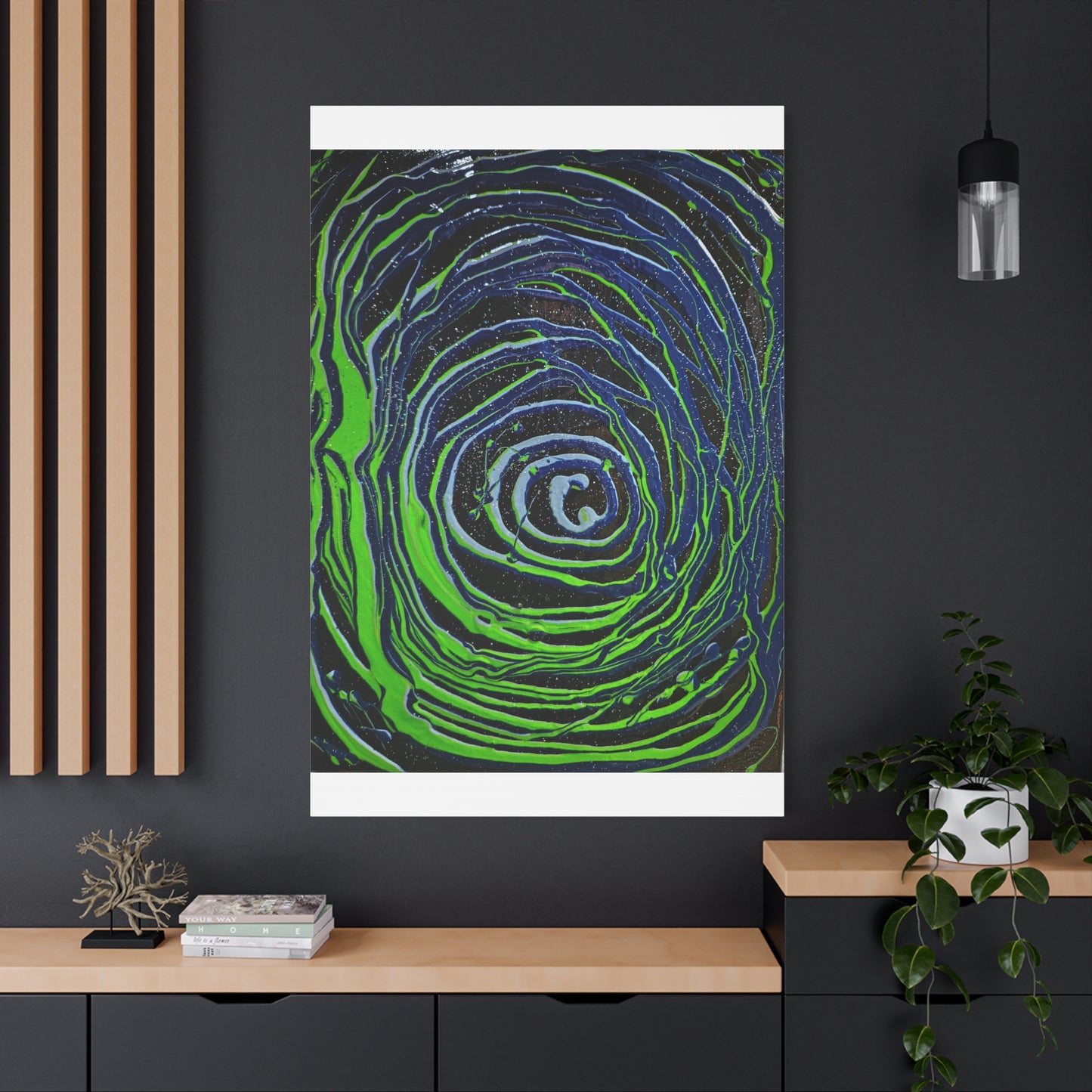 Abstract Green Swirl Matte Canvas Art — Stretched 1.25" Wall Décor