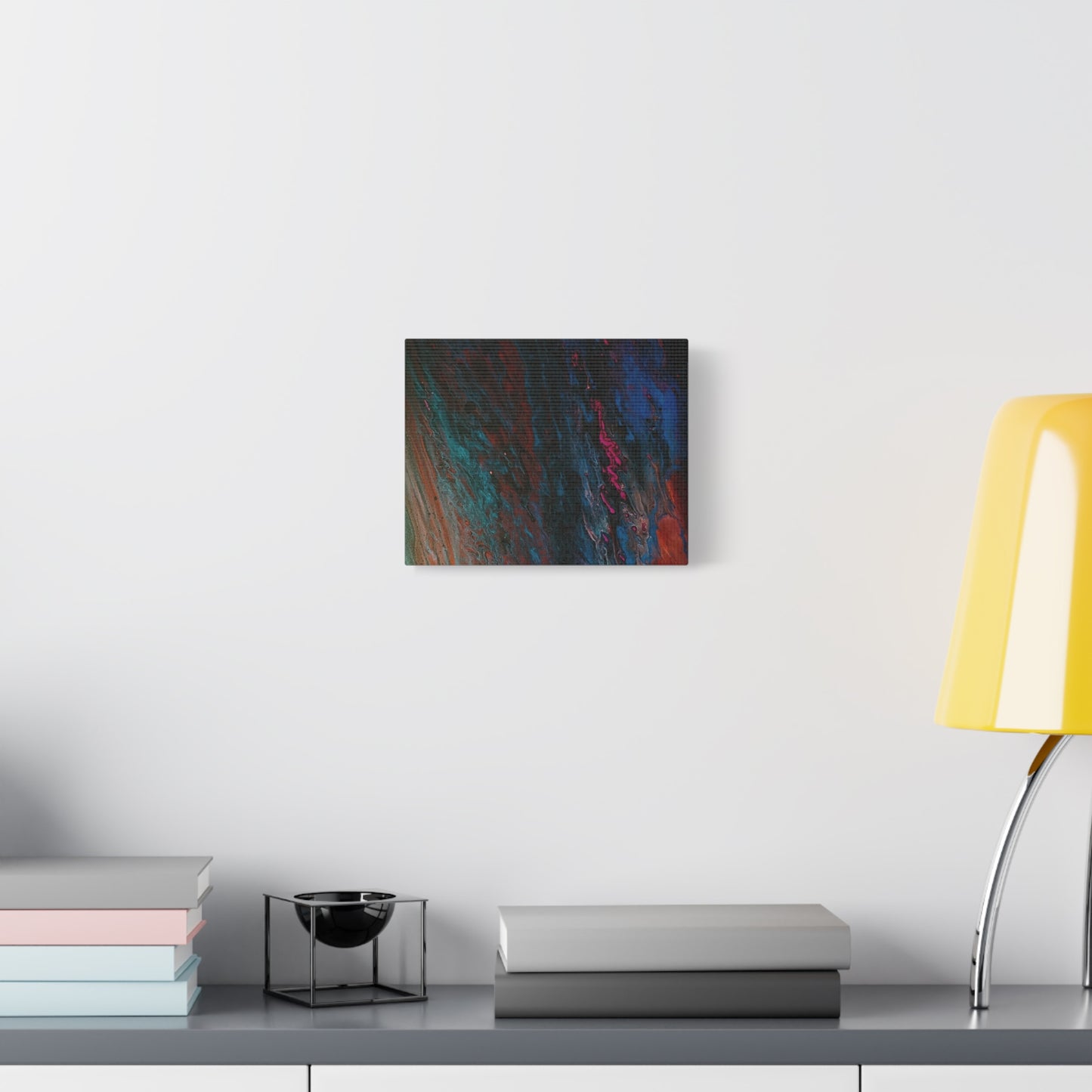 Abstract Fluid Art Canvas Wall Art - Jupiter pour — Vibrant Ocean Night Matte Stretched Canvas