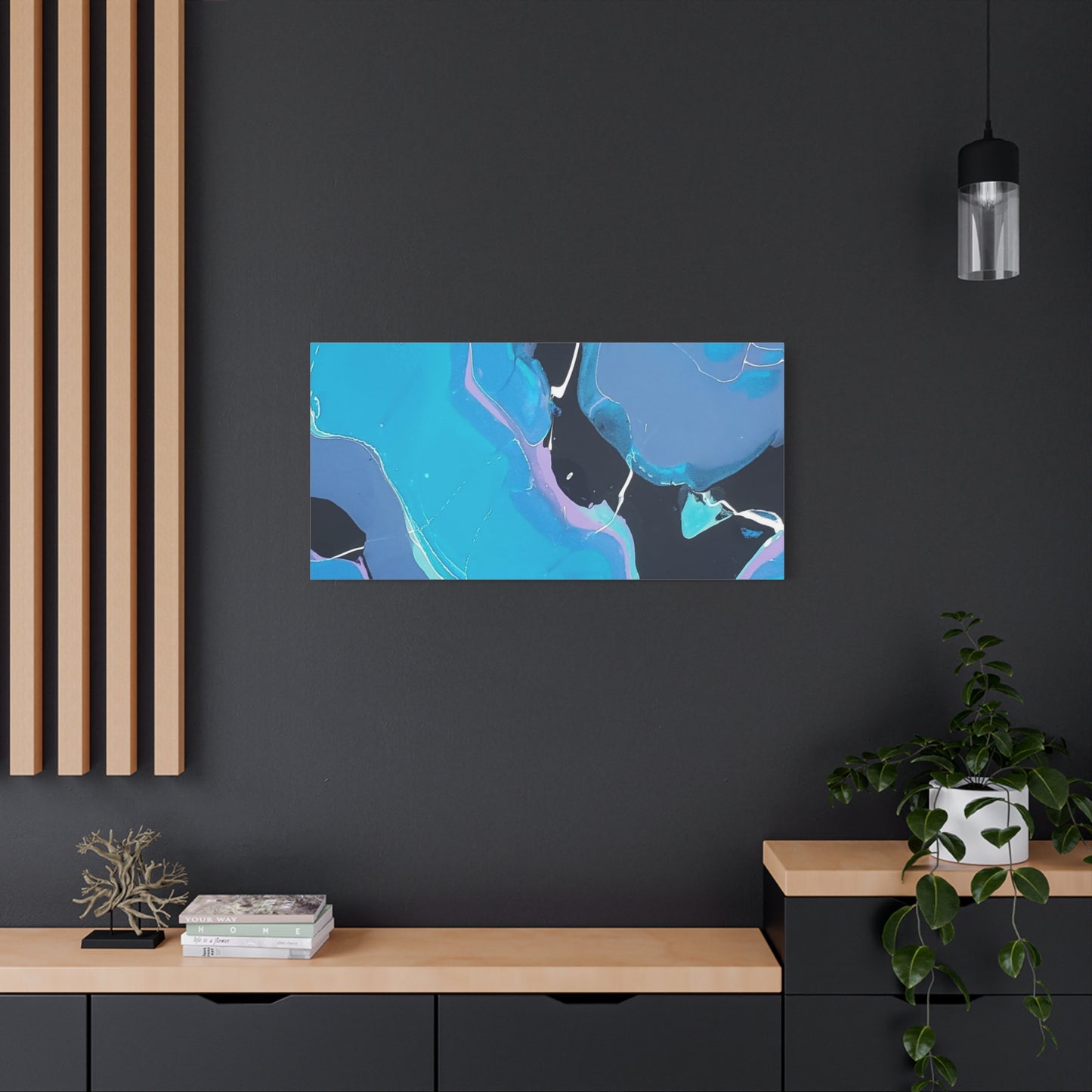Abstract Blue Fluid Art Canvas Print — Matte Stretched Wall Art 1.25"