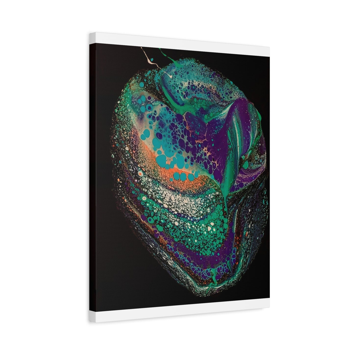 Abstract Fluid Art Canvas Print — Teal, Purple & Gold Swirl Matte Stretched Wall Art