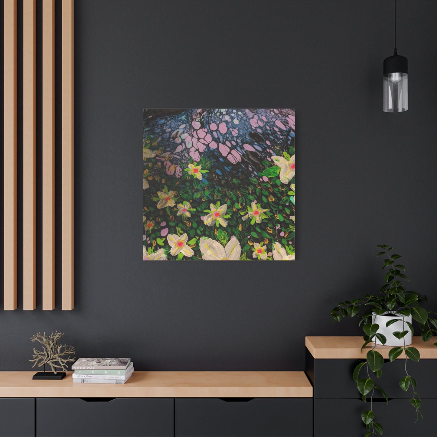 Floetrol&Flowers - Night Pour Garden Matte Canvas Print — Stretched Wall Art