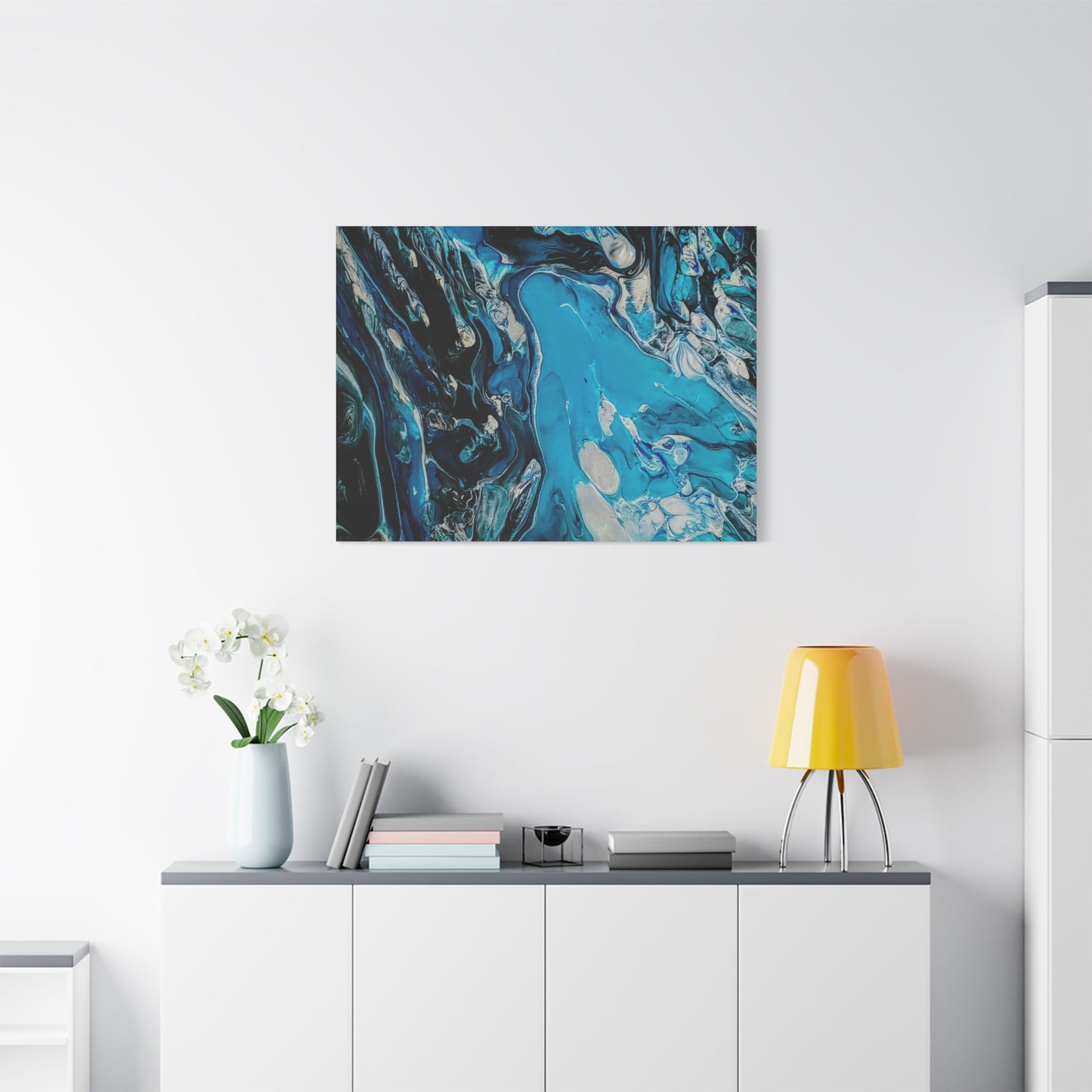 Blue Ocean Abstract Matte Canvas Print — Stretched Wall Art