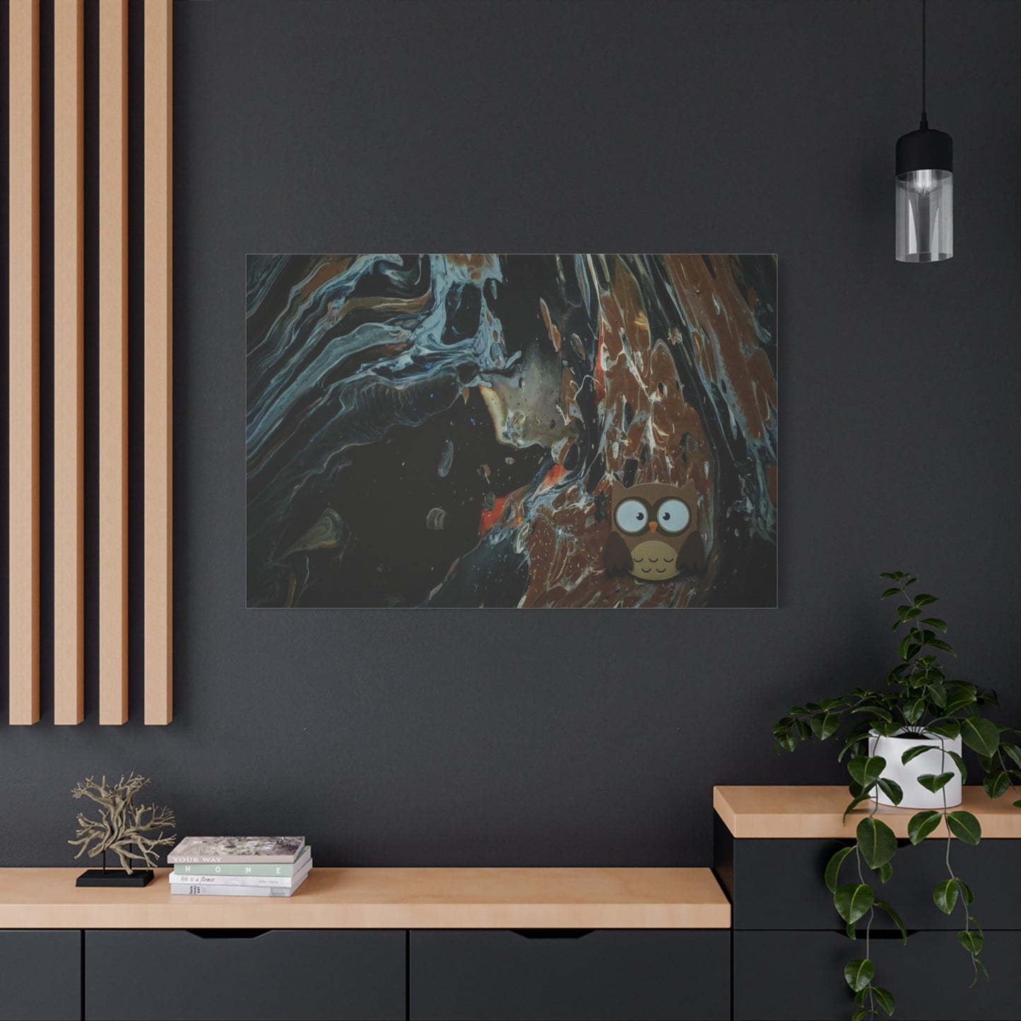 Abstract Swirl Owl Matte Canvas Print