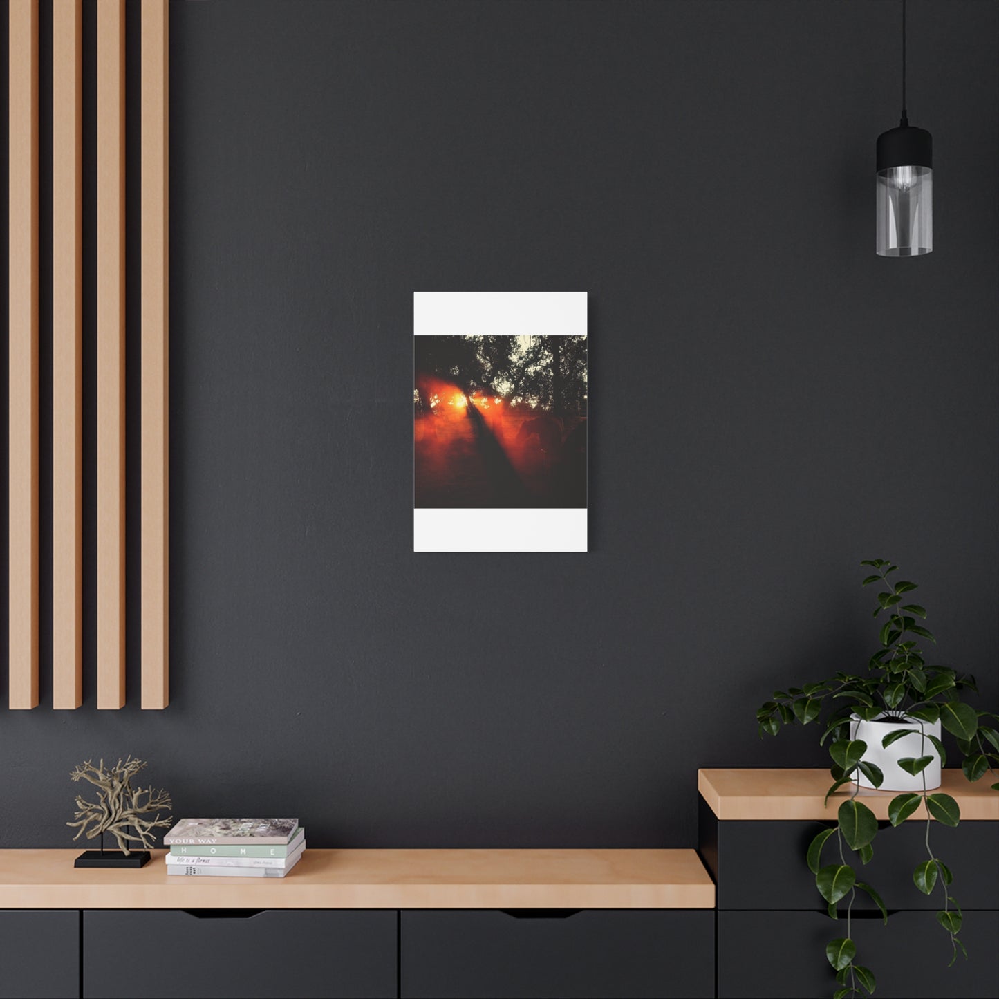Sunset Forest Matte Canvas Wall Art — Dramatic Orange Light Photography