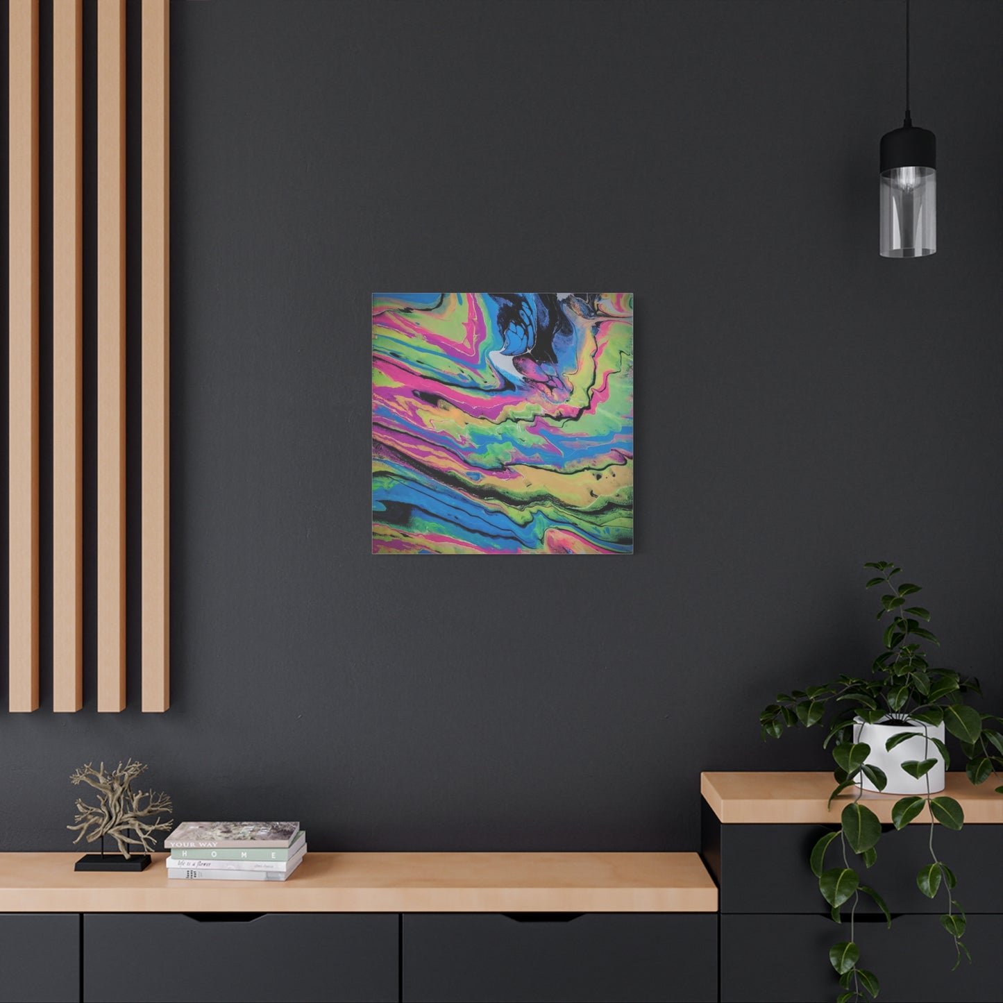 Abstract Neon Fluid Art Canvas Print — Vibrant Psychedelic Wall Decor