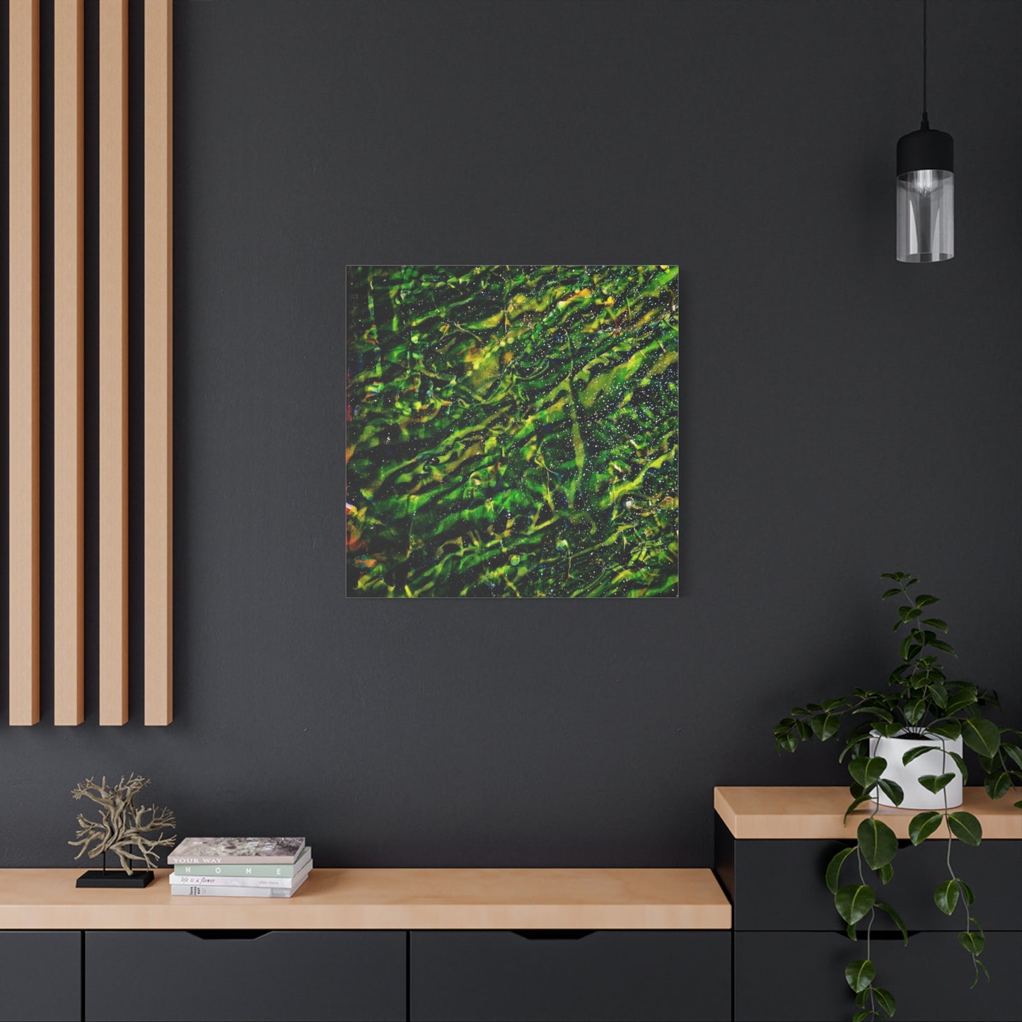 Confessions - Abstract Green Texture Canvas - Matte Stretched Wall Art