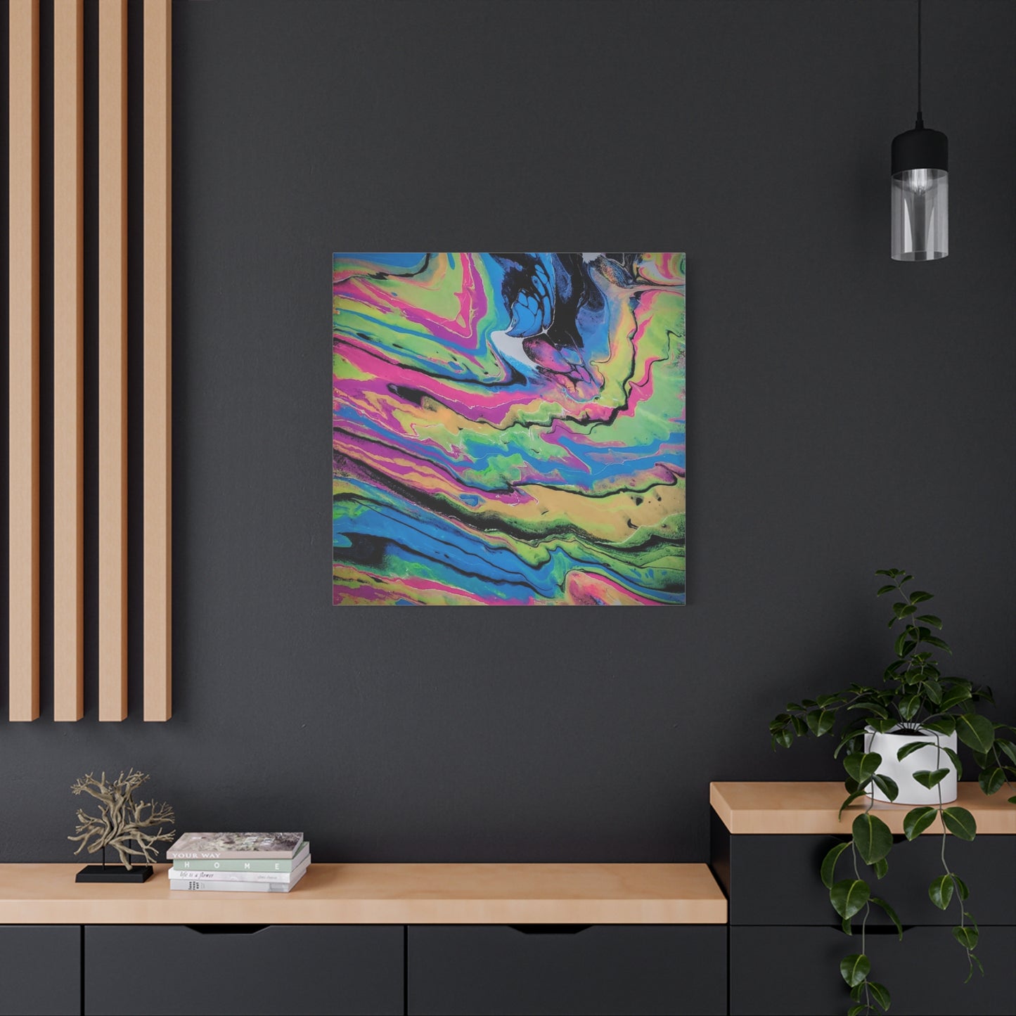 Abstract Neon Fluid Art Canvas Print — Vibrant Psychedelic Wall Decor