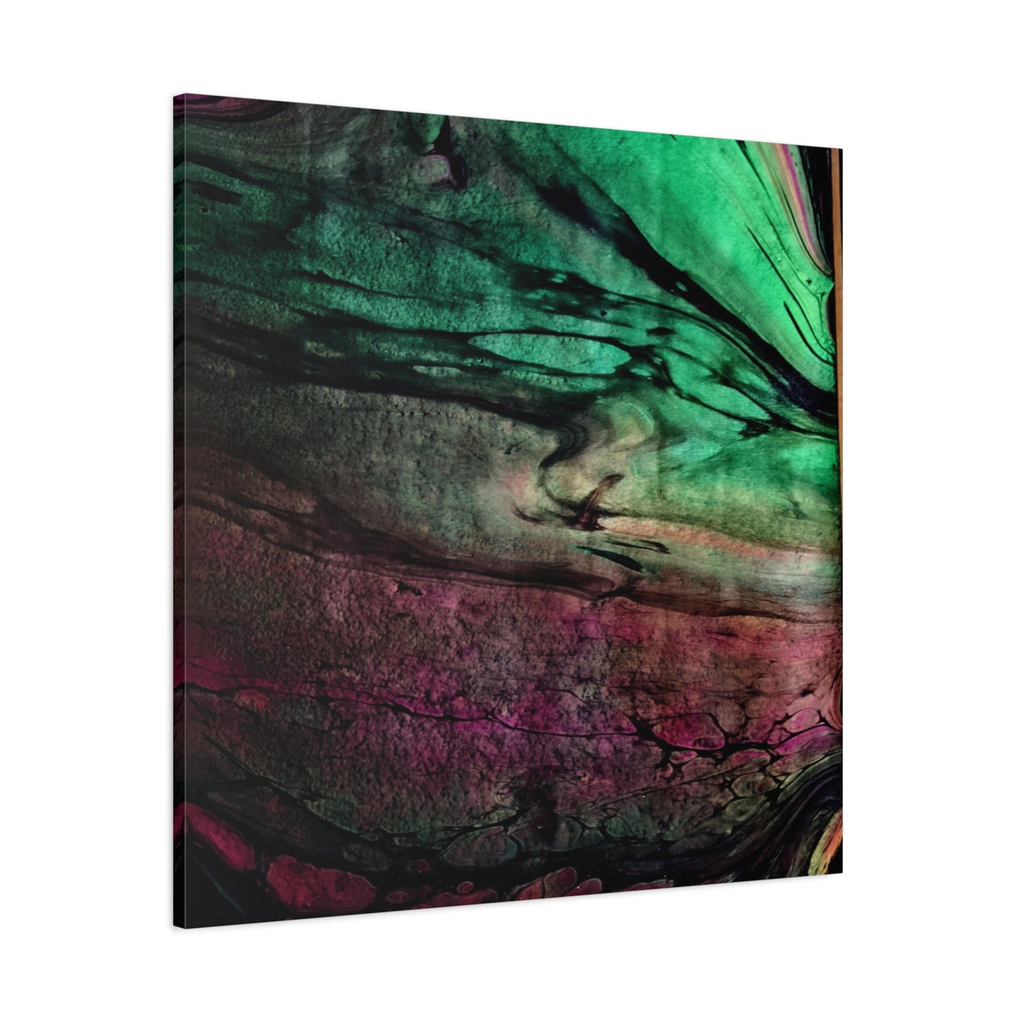 flame tempered pour - Abstract Teal & Magenta Canvas Wall Art — Matte Stretched 1.25"