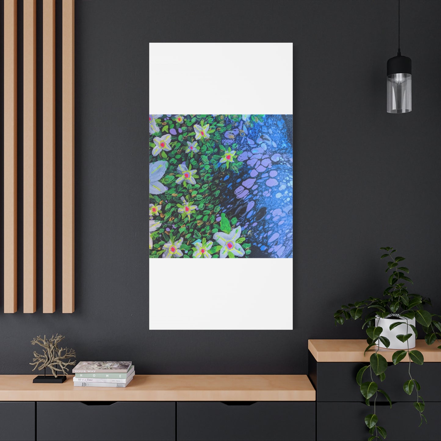 Floetrol&Flowers -  Reef Matte Canvas Wall Art — Blue & Green Abstract Flower Painting