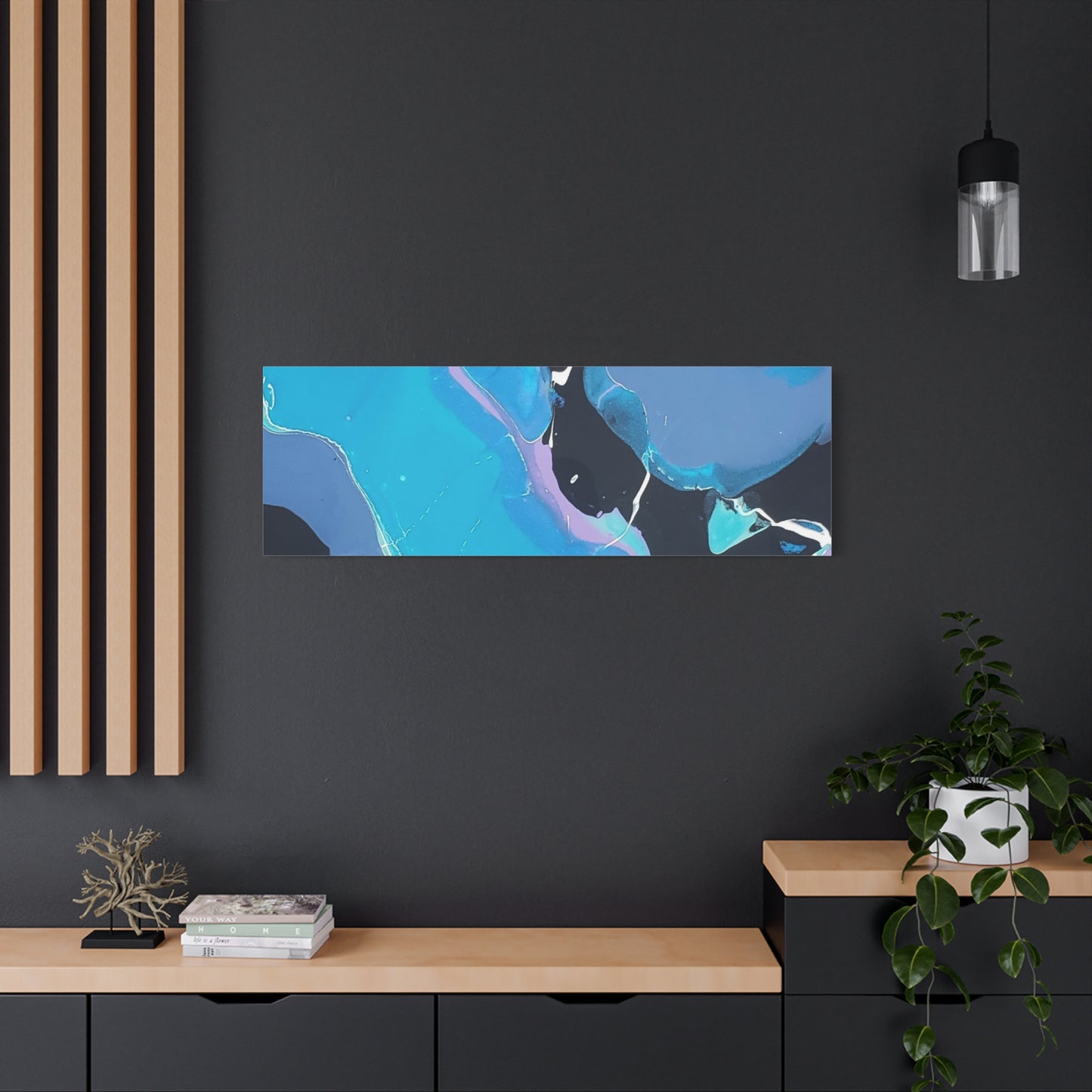Abstract Blue Fluid Art Canvas Print — Matte Stretched Wall Art 1.25"