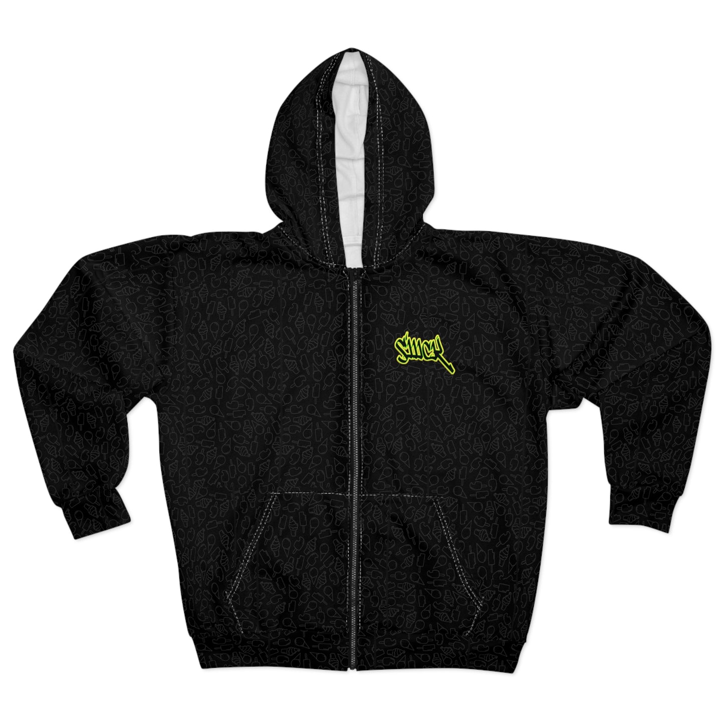Zip Hoodie — triple 'sick' logo / ice cream bckgrnd