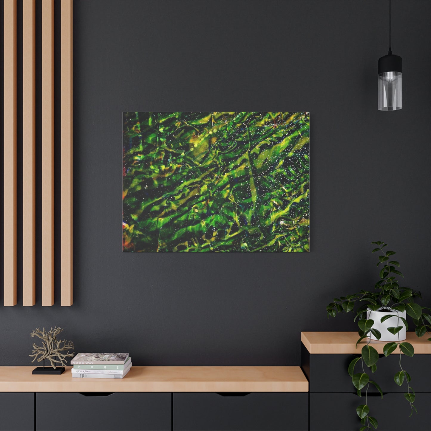 Confessions - Abstract Green Texture Canvas - Matte Stretched Wall Art