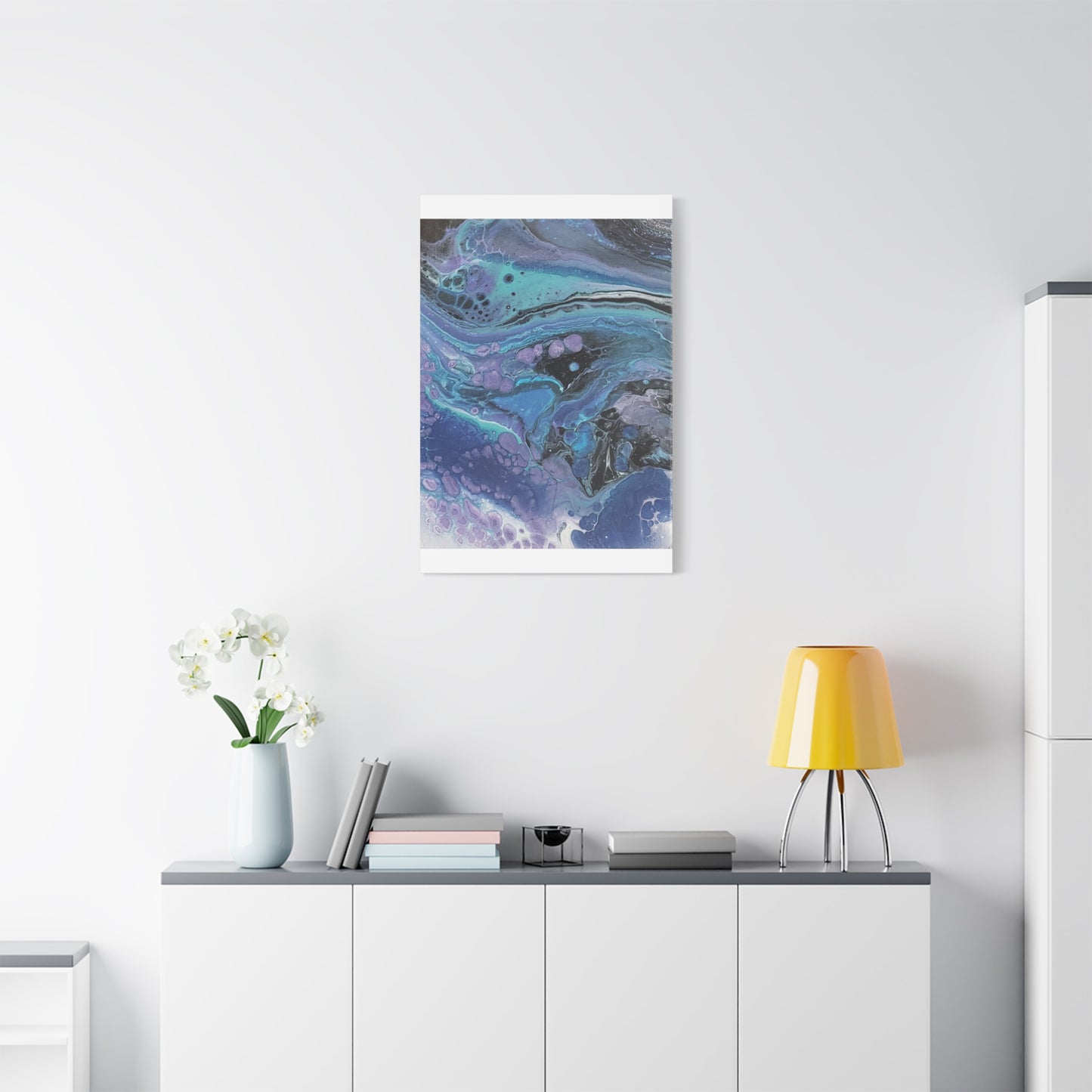 Abstract Ocean Wave Matte Canvas Print — Blue & Purple Fluid Art, Stretched 1.25"