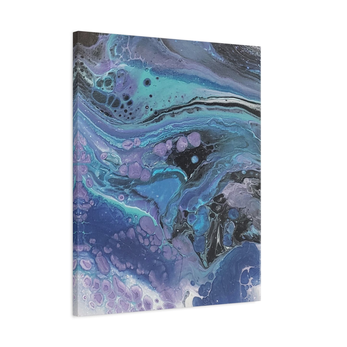 Abstract Ocean Wave Matte Canvas Print — Blue & Purple Fluid Art, Stretched 1.25"