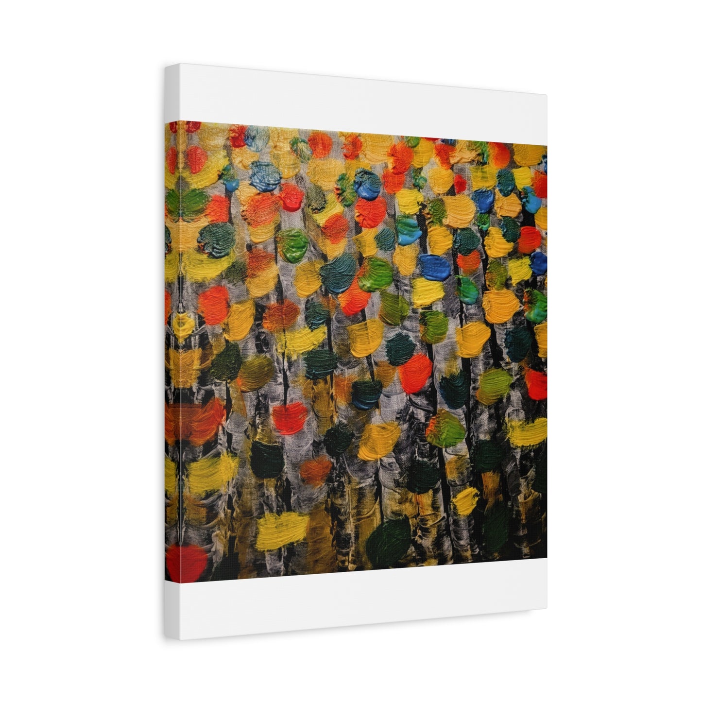 birch trees with color strokes - Abstract Color Bloom Matte Canvas Wall Art — Stretched 1.25"