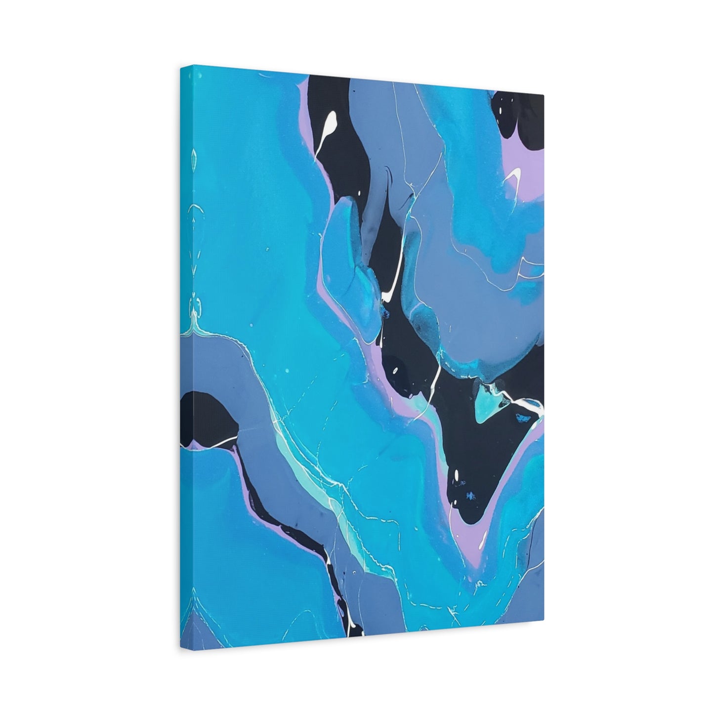 Abstract Blue Fluid Art Canvas Print — Matte Stretched Wall Art 1.25"
