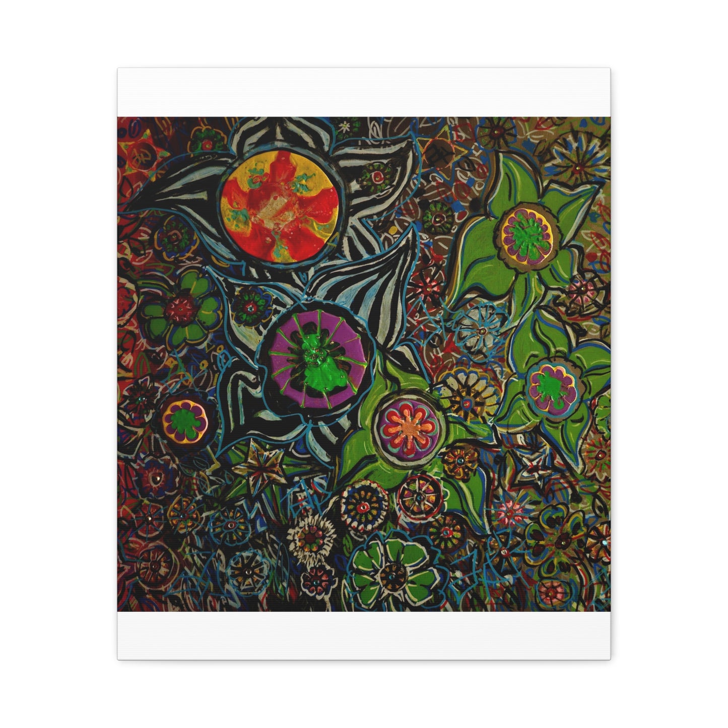 Urban_gardening-03 - Psychedelic Floral Canvas Print — Vibrant Abstract Garden Wall Art