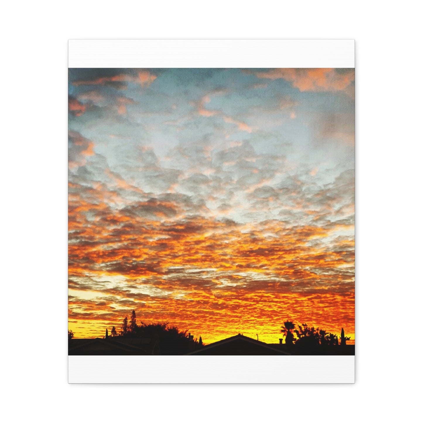 Sunset Sky Canvas Print — Orange Cloudscape Matte Stretched Wall Art