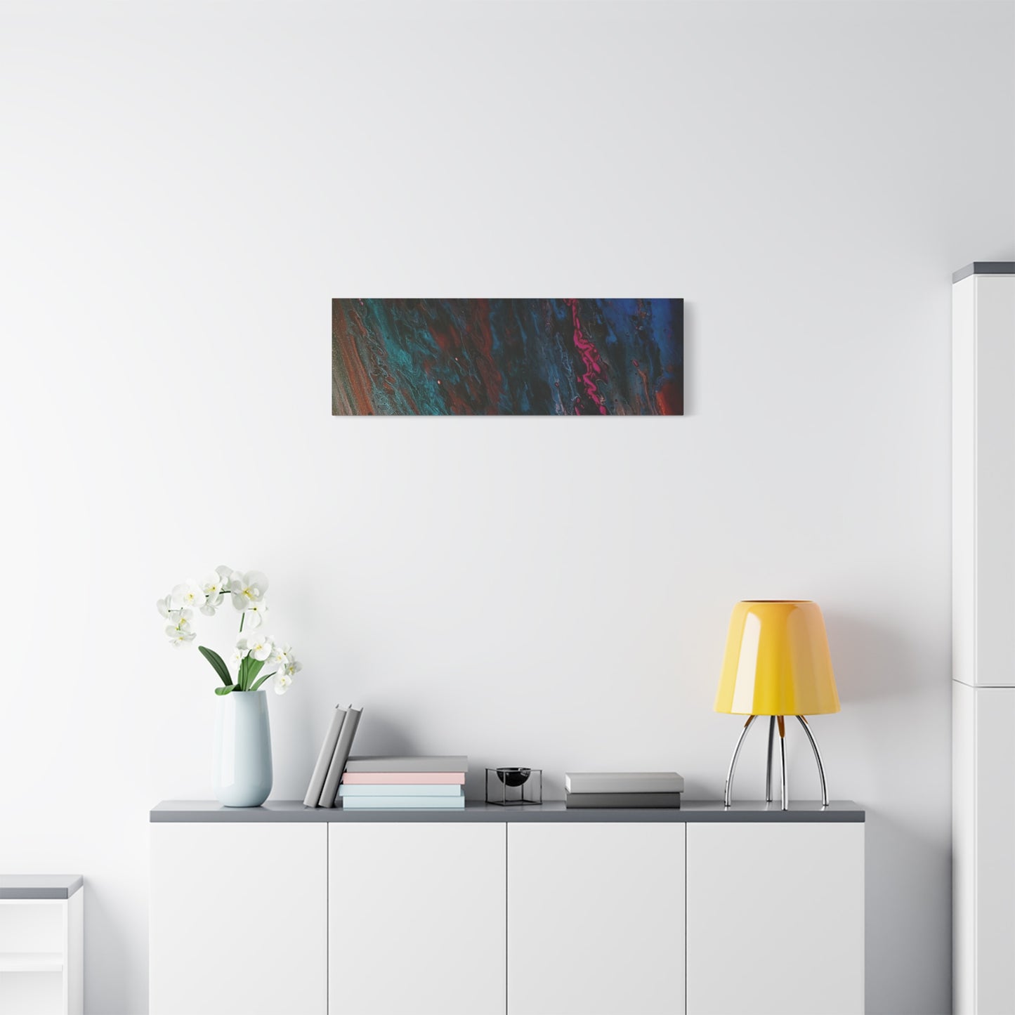 Abstract Fluid Art Canvas Wall Art - Jupiter pour — Vibrant Ocean Night Matte Stretched Canvas