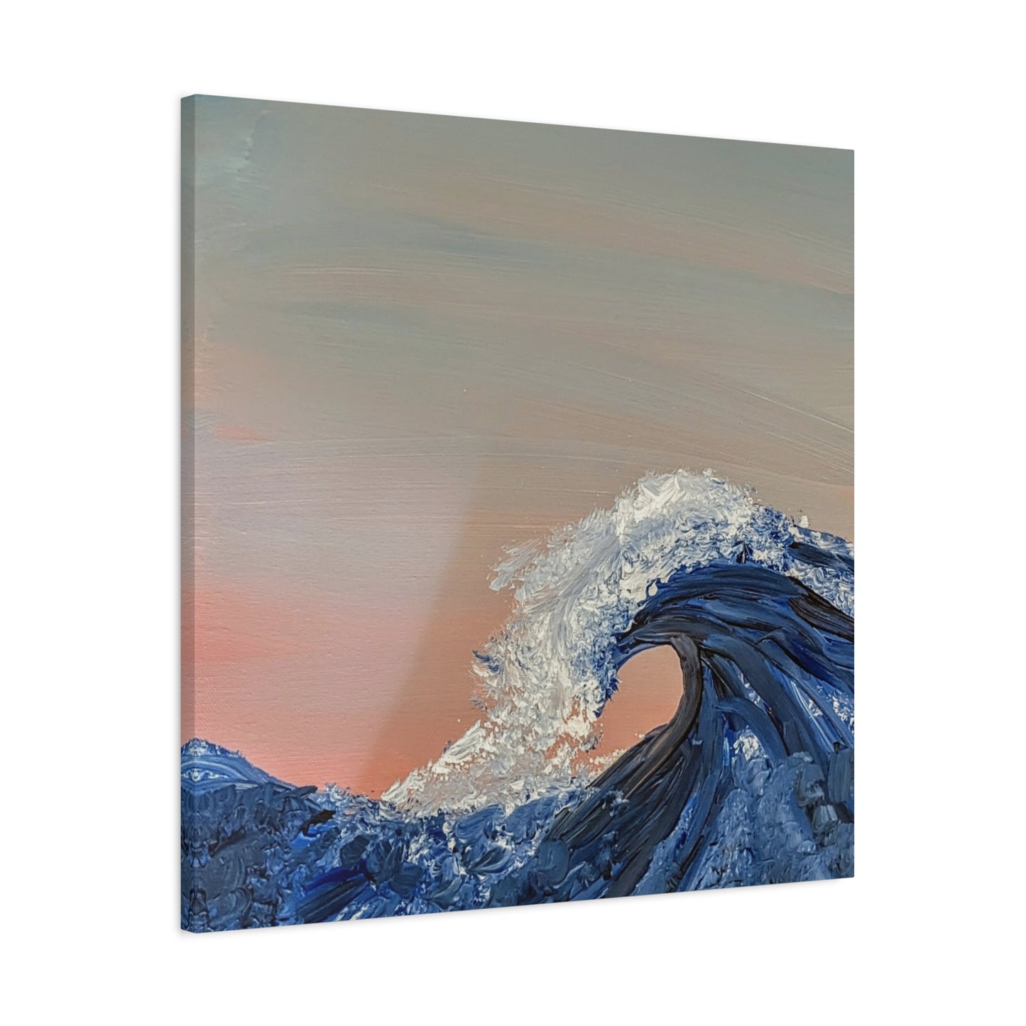 California_Coast - Ocean Wave Canvas Art — Blue Wave Seascape Matte Stretched Canvas
