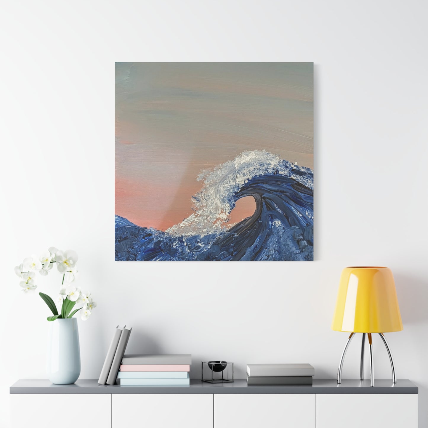 California_Coast - Ocean Wave Canvas Art — Blue Wave Seascape Matte Stretched Canvas
