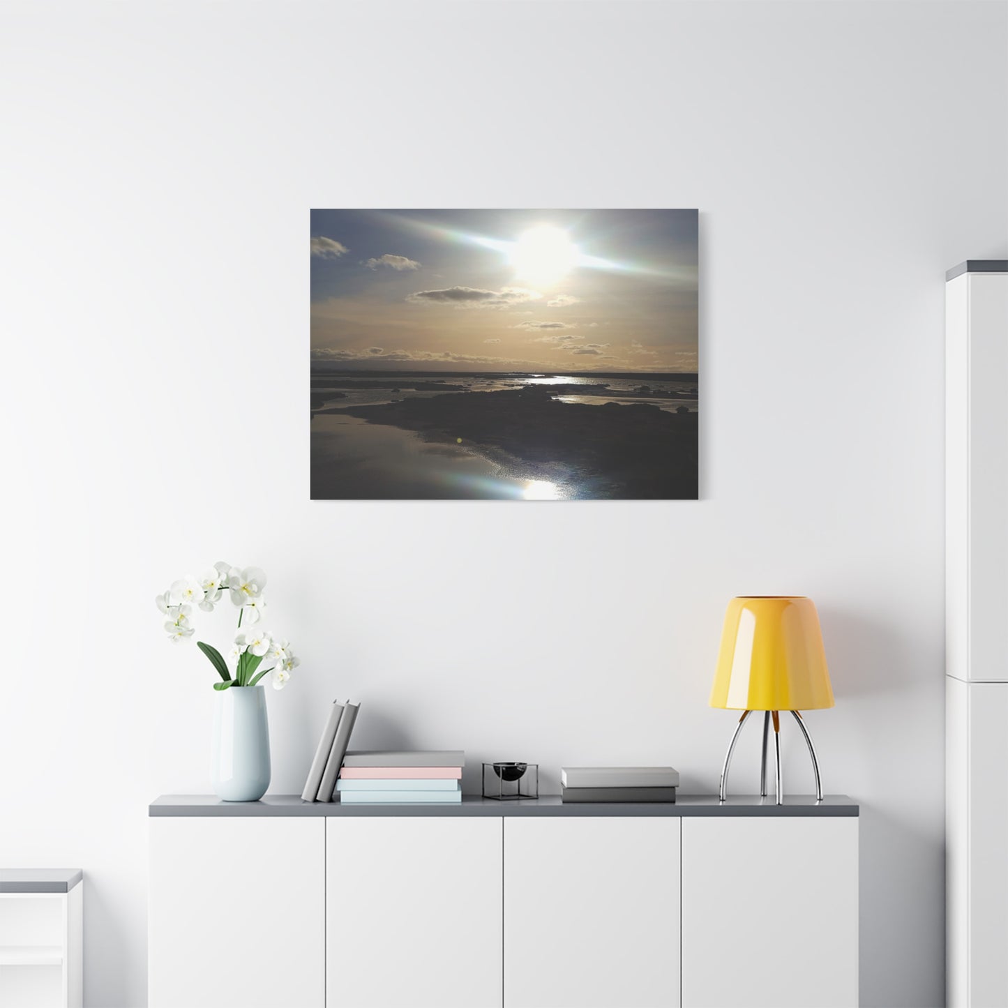 Sunlit Coastal Reflection (don edwards preserve)Canvas Print — Matte Stretched Wall Art