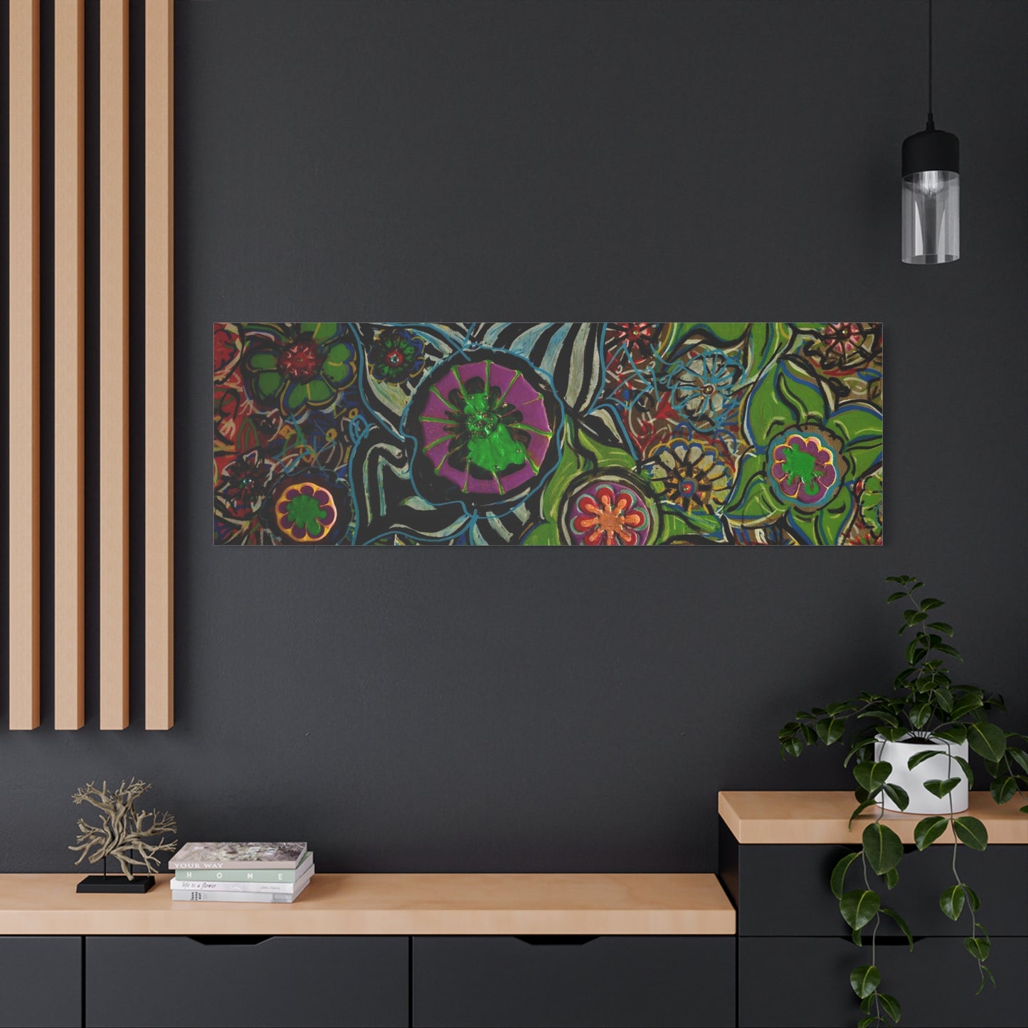 Urban_gardening-03 - Psychedelic Floral Canvas Print — Vibrant Abstract Garden Wall Art