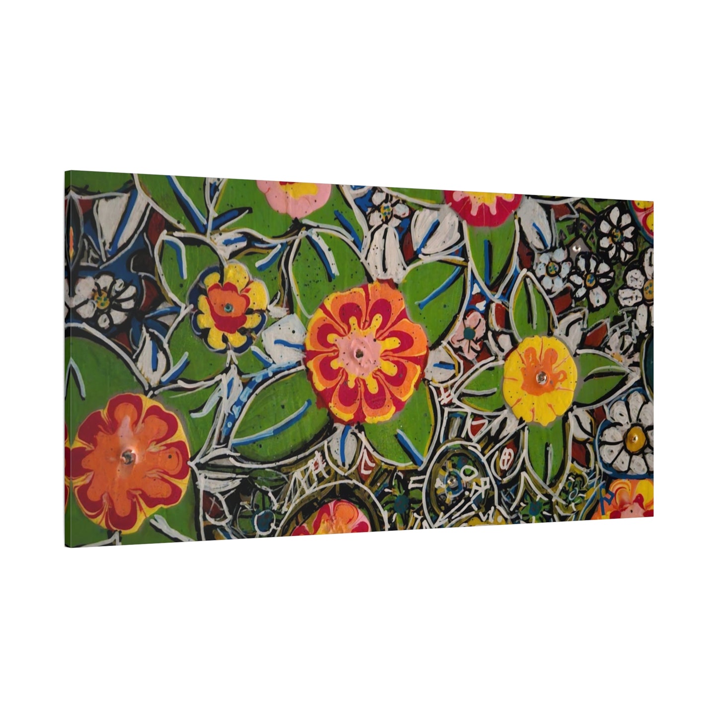 Urban_gardening-04 - Floral Pop Matte Stretched Canvas – Colorful Hand-Painted Garden Wall Art
