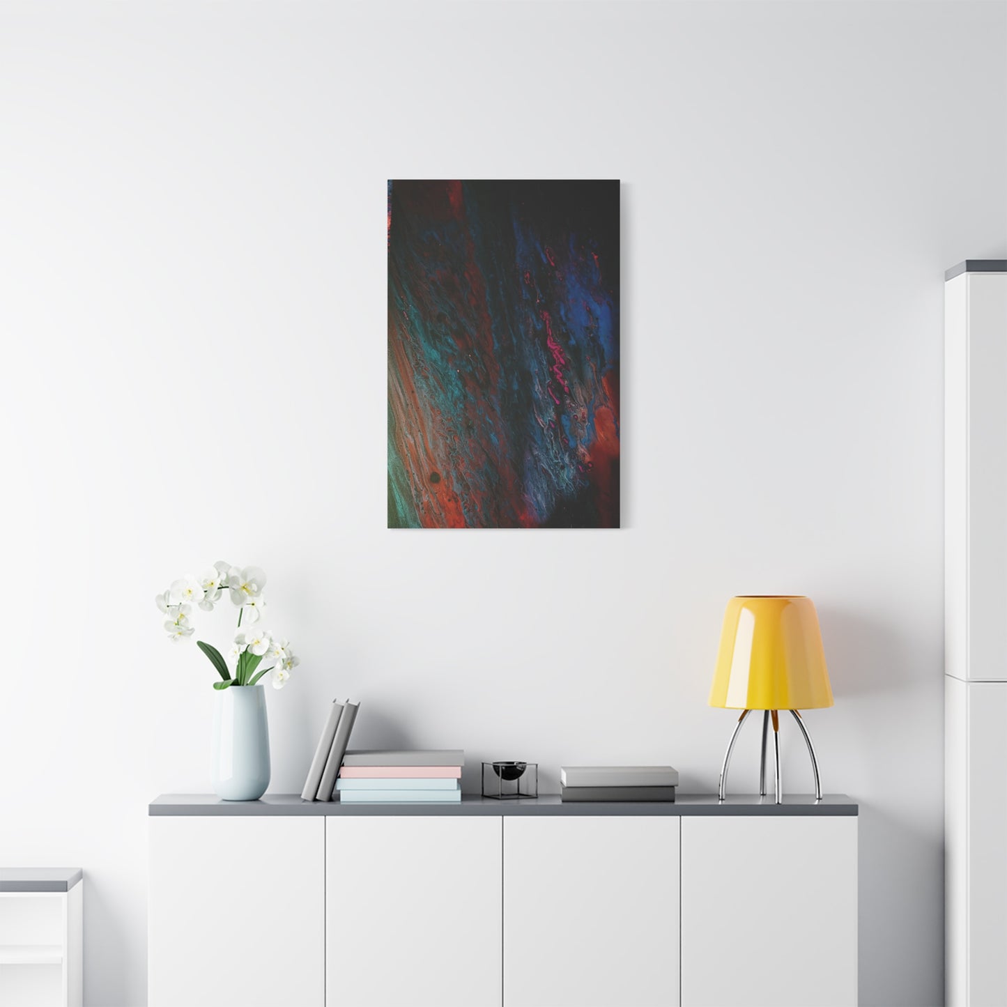 Abstract Fluid Art Canvas Wall Art - Jupiter pour — Vibrant Ocean Night Matte Stretched Canvas