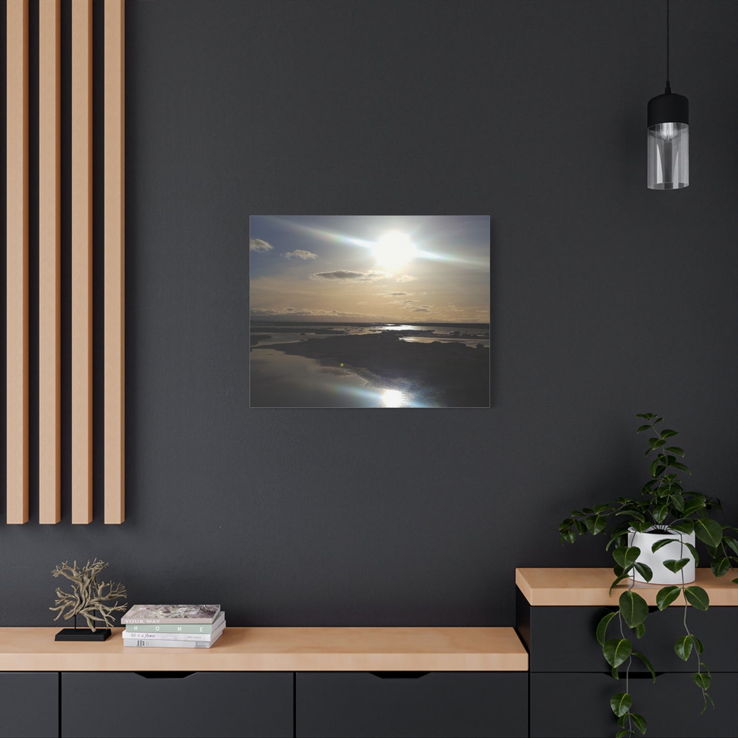 Sunlit Coastal Reflection (don edwards preserve)Canvas Print — Matte Stretched Wall Art