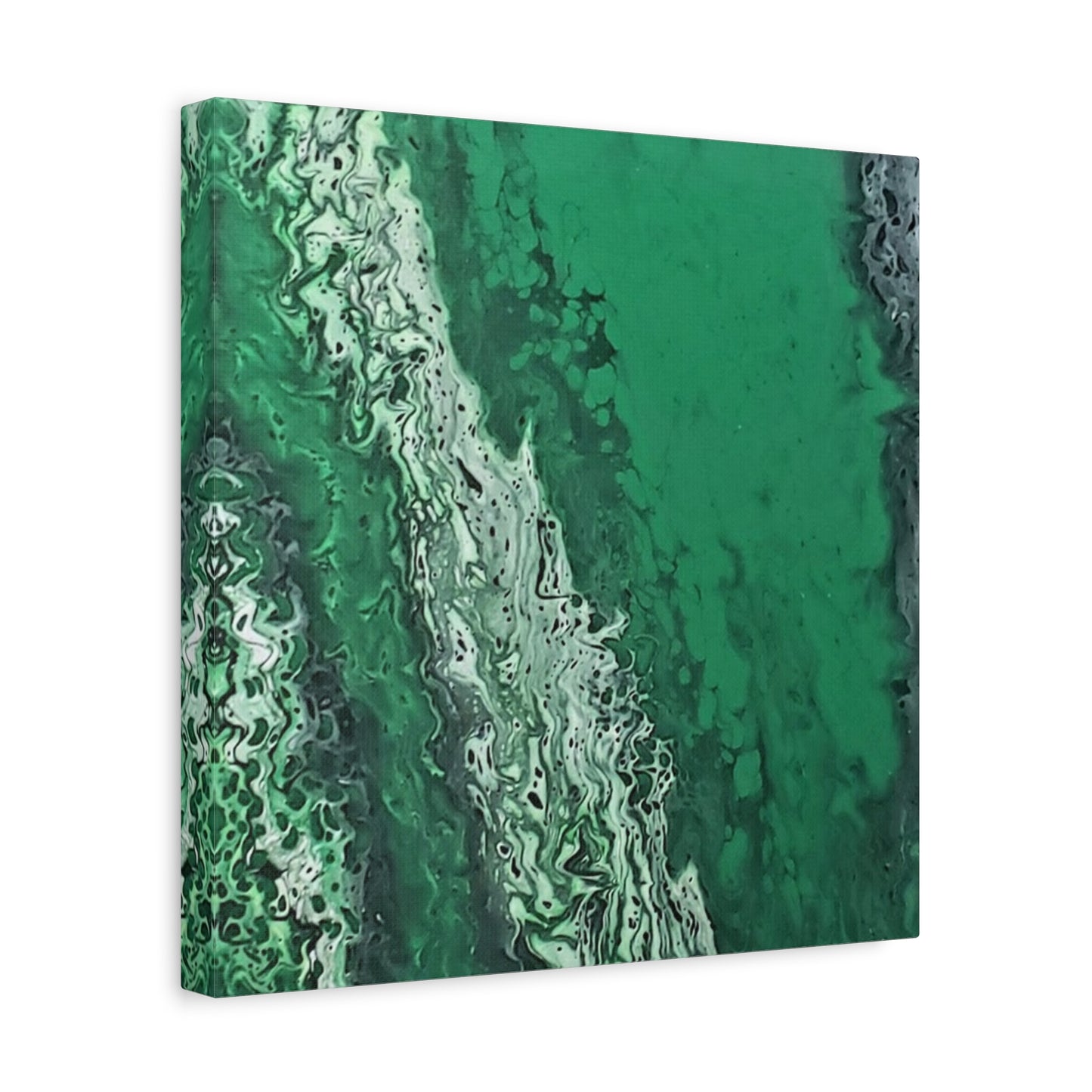 Emerald Wave Abstract Canvas Print — Matte Stretched Wall Art
