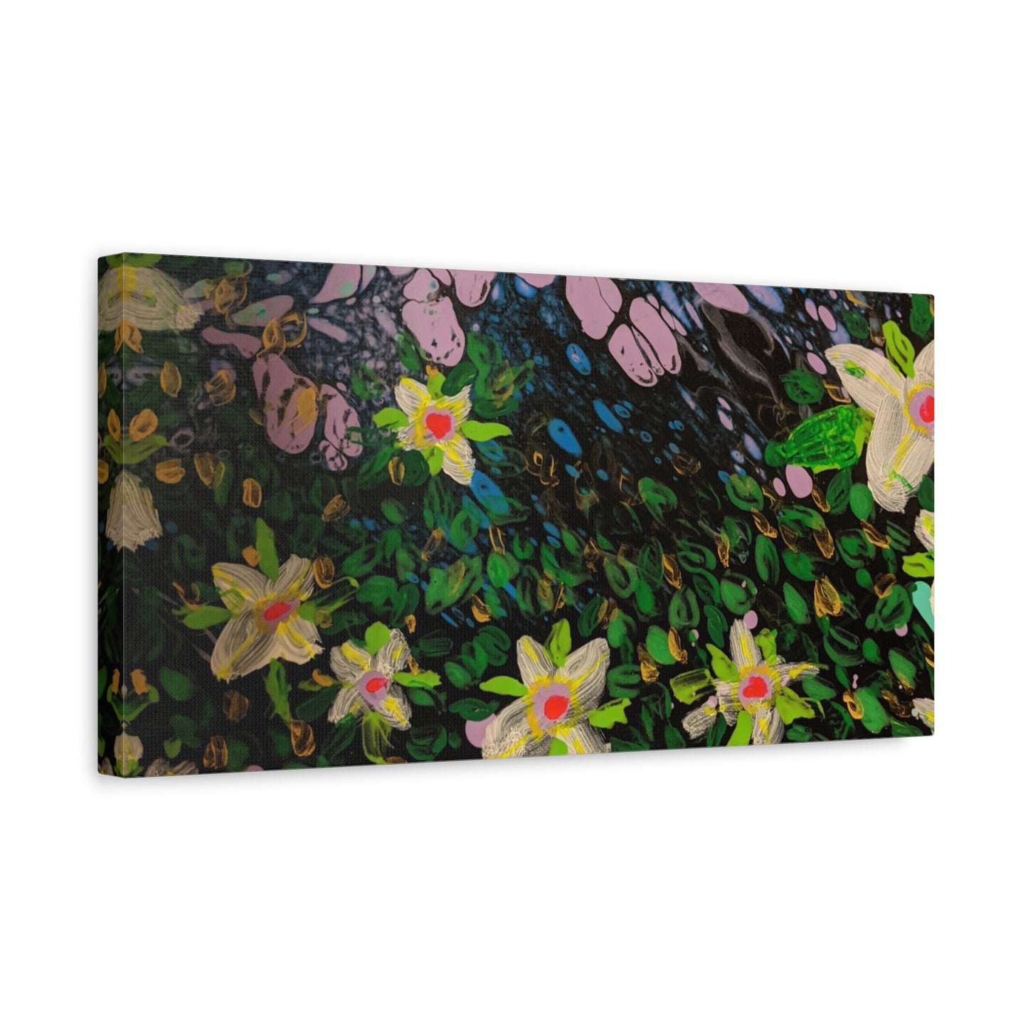 Floetrol&Flowers - Night Pour Garden Matte Canvas Print — Stretched Wall Art