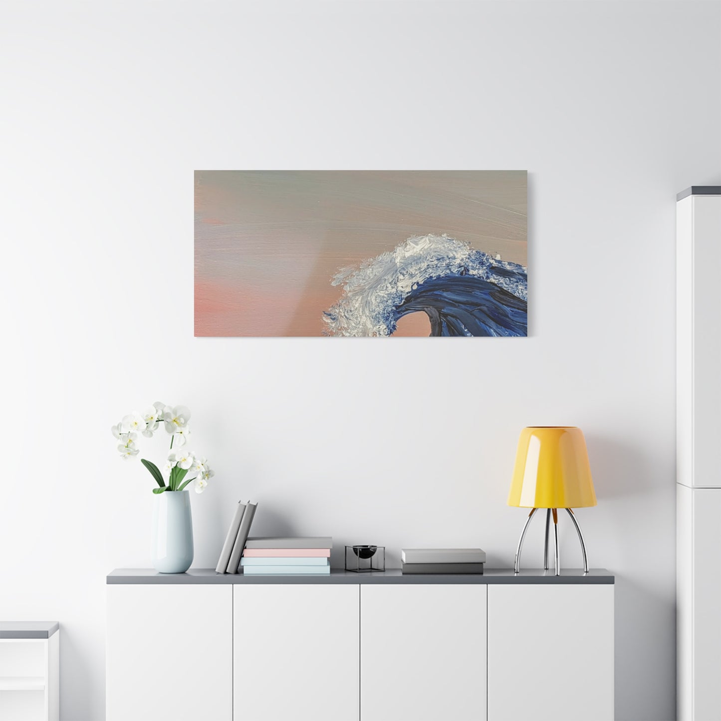 California_Coast - Ocean Wave Canvas Art — Blue Wave Seascape Matte Stretched Canvas