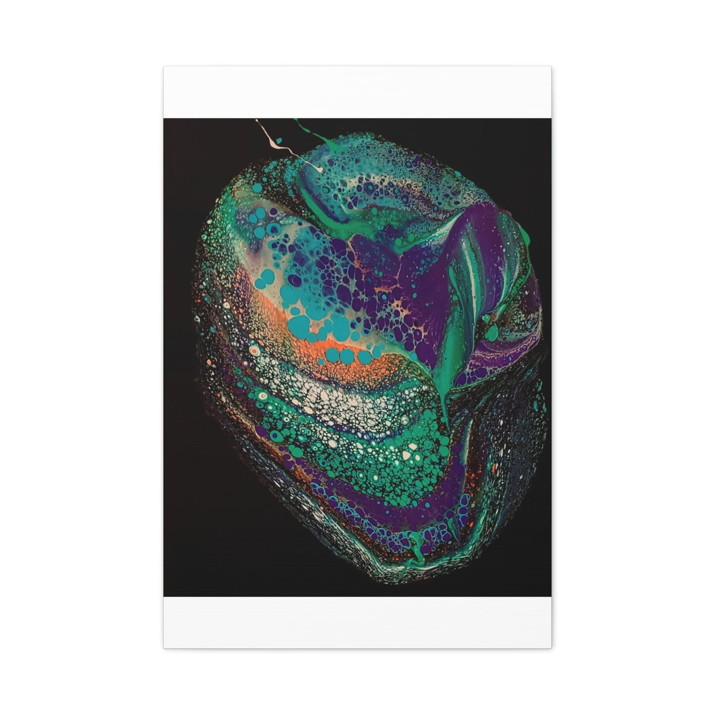 Abstract Fluid Art Canvas Print — Teal, Purple & Gold Swirl Matte Stretched Wall Art