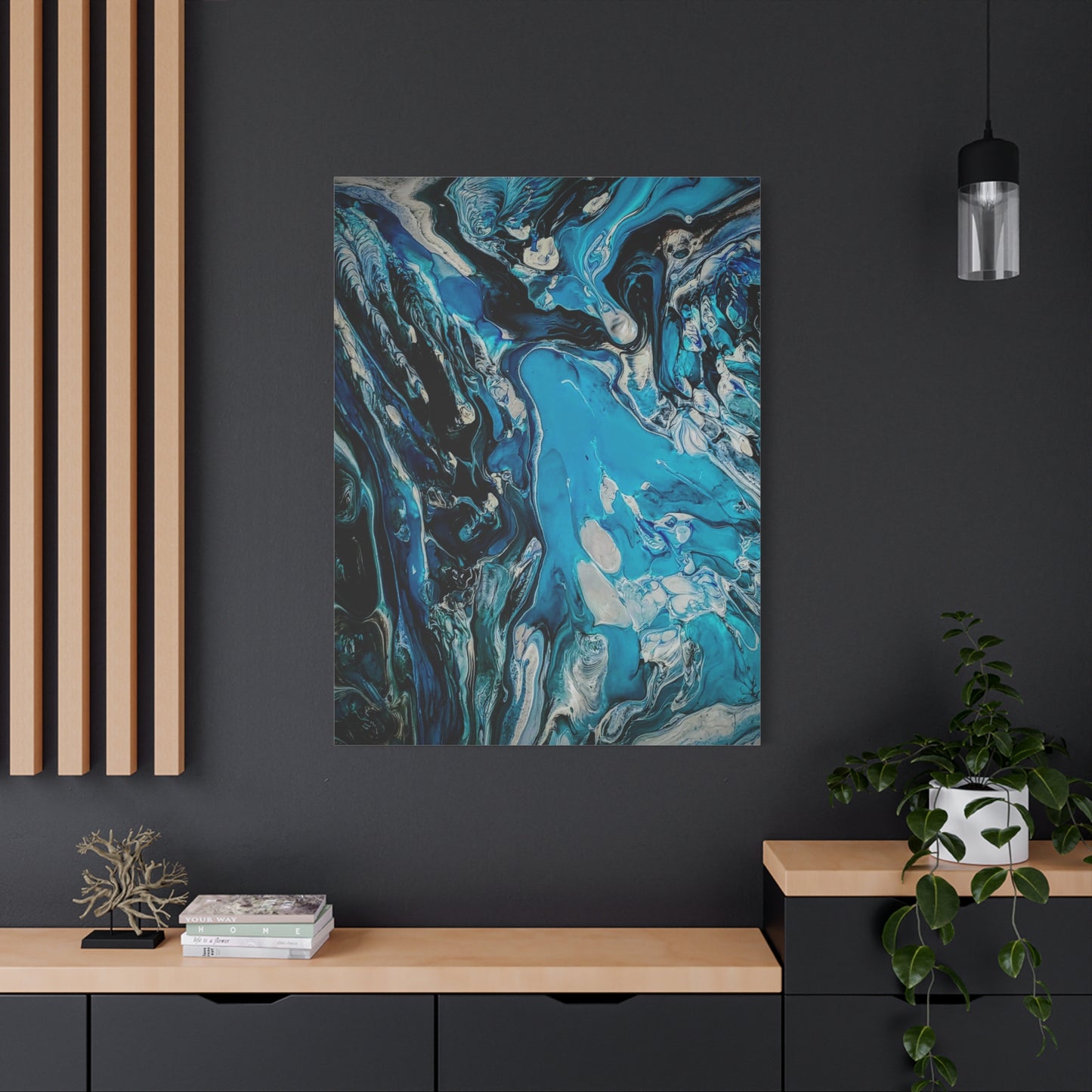 Blue Ocean Abstract Matte Canvas Print — Stretched Wall Art