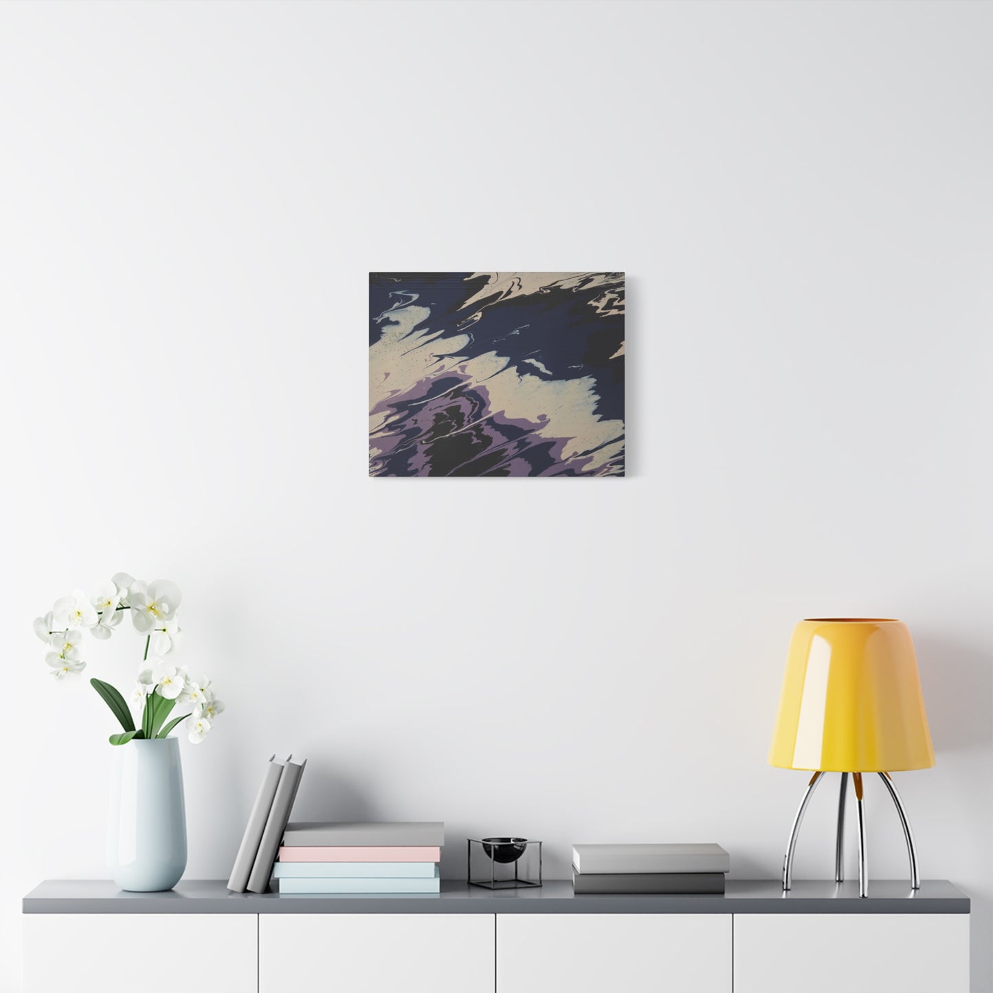 Abstract Navy & Lavender Wave Matte Stretched Canvas (1.25")