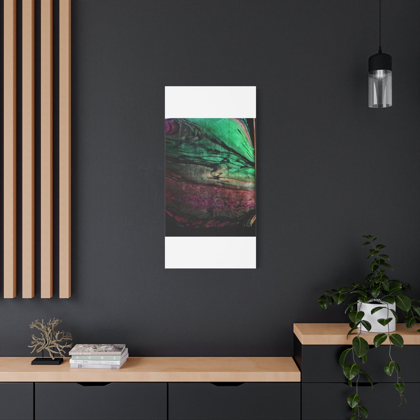 flame tempered pour - Abstract Teal & Magenta Canvas Wall Art — Matte Stretched 1.25"