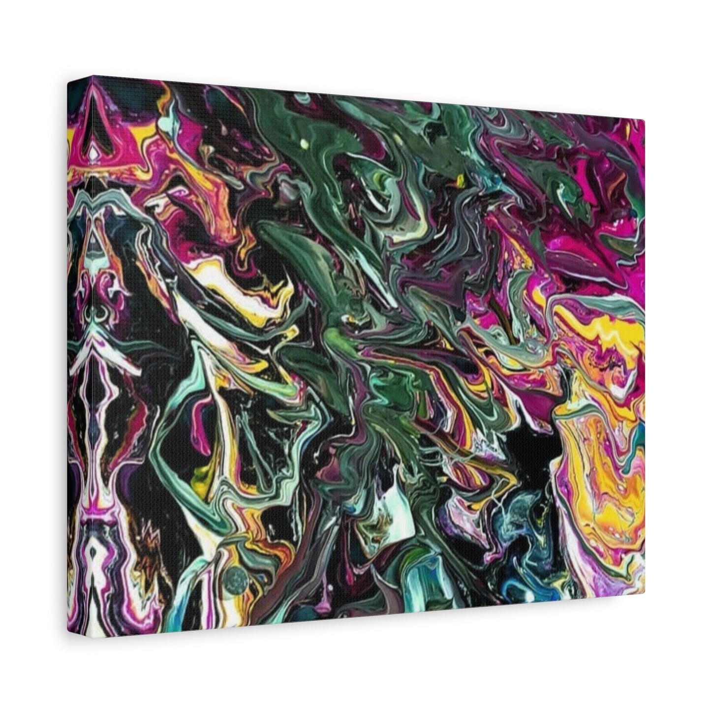 chaos in the garden - Abstract Fluid Art Matte Canvas Print - Colorful Swirl Wall Art