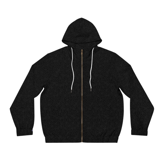 Men's Black Full-Zip Hoodie with Subtle Logo – Lightweight Streetwear Zip-Up