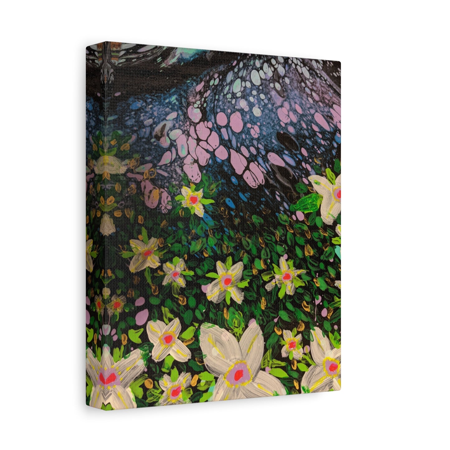 Floetrol&Flowers - Night Pour Garden Matte Canvas Print — Stretched Wall Art