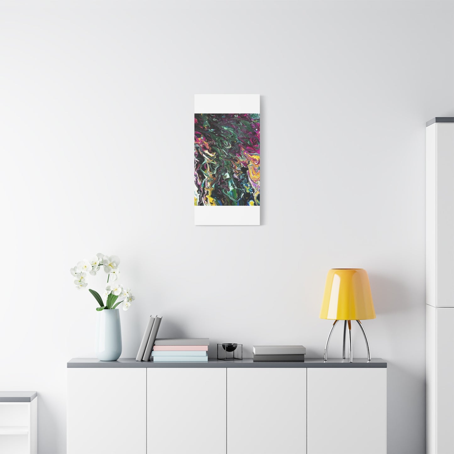 chaos in the garden - Abstract Fluid Art Matte Canvas Print - Colorful Swirl Wall Art