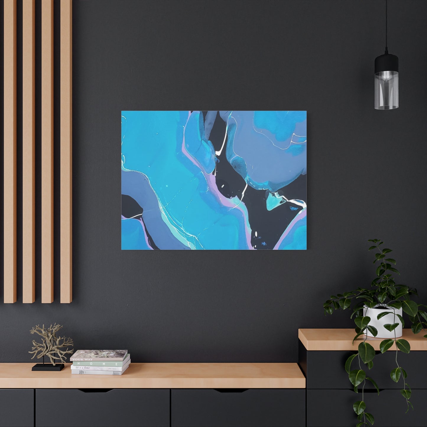 Abstract Blue Fluid Art Canvas Print — Matte Stretched Wall Art 1.25"