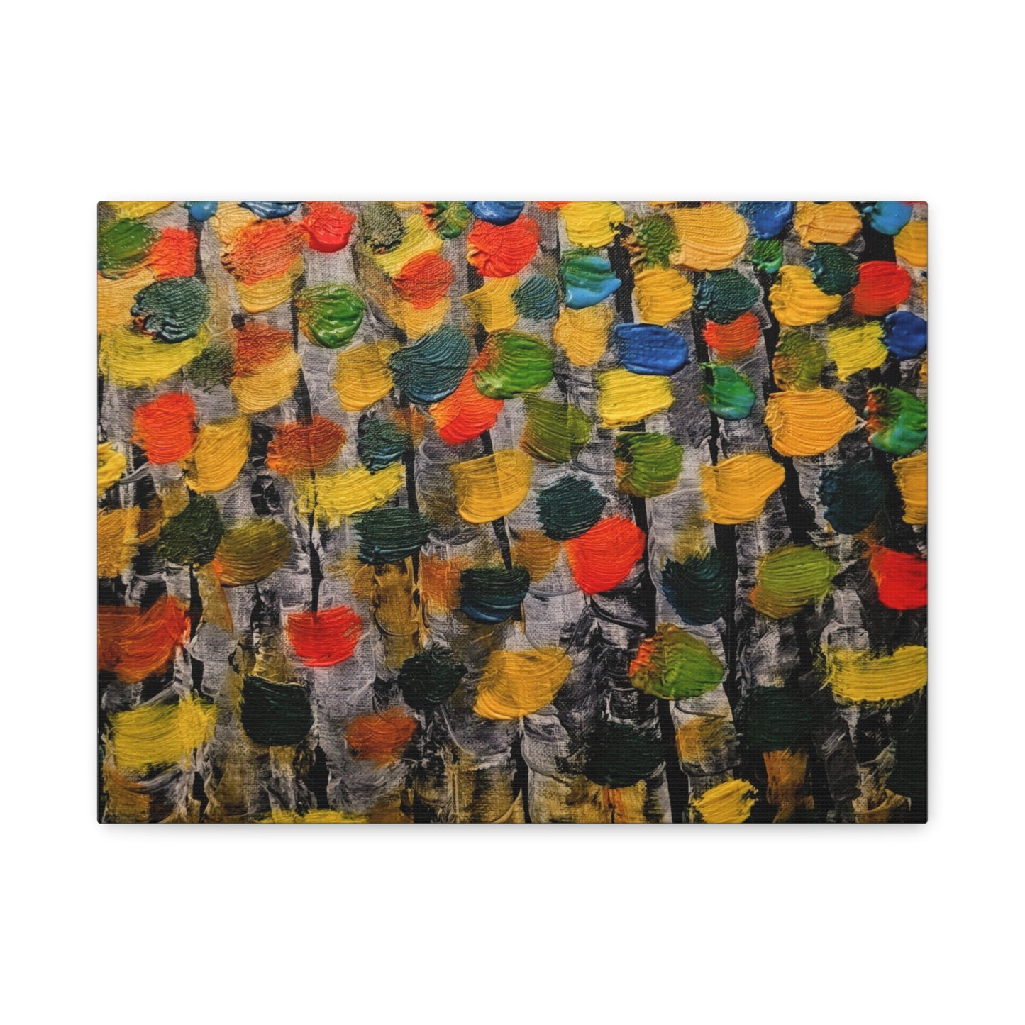 birch trees with color strokes - Abstract Color Bloom Matte Canvas Wall Art — Stretched 1.25"