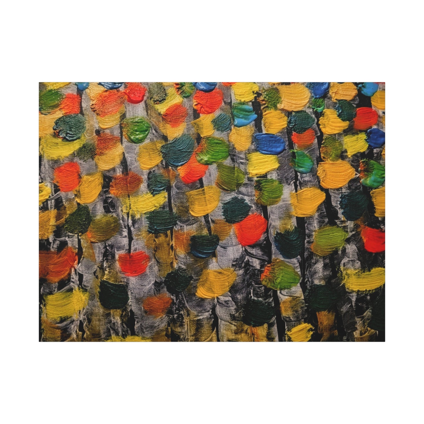 birch trees with color strokes - Abstract Color Bloom Matte Canvas Wall Art — Stretched 1.25"