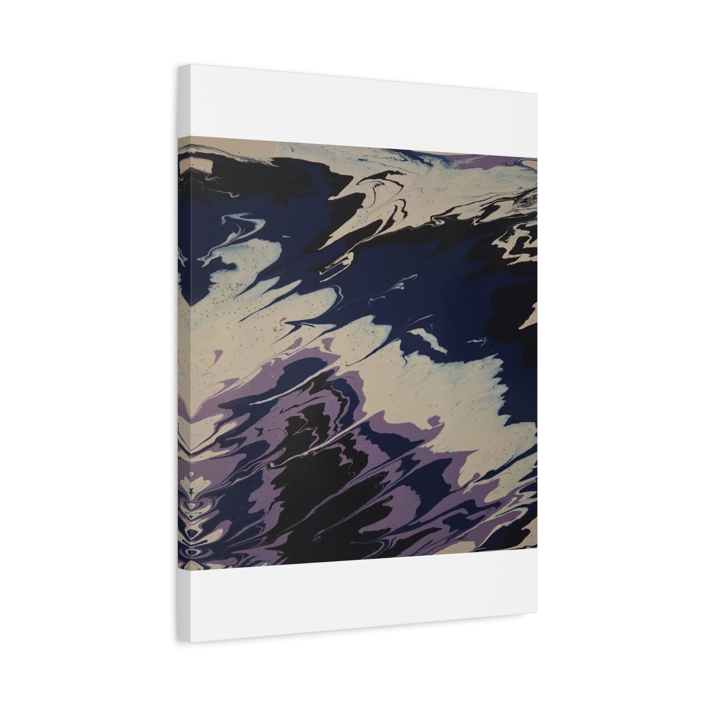 Abstract Navy & Lavender Wave Matte Stretched Canvas (1.25")