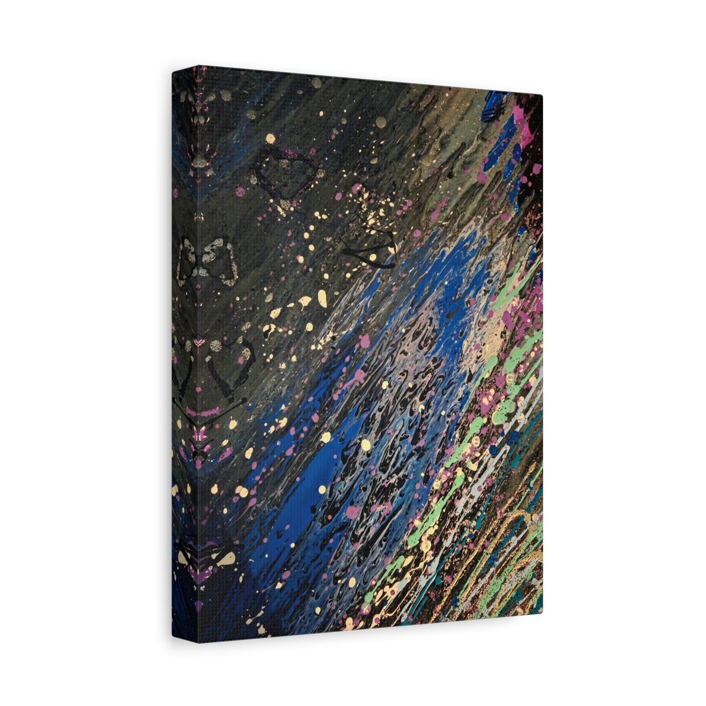 Abstract Splatter Matte Canvas Print — Colorful Fluid Art Wall Decor, Stretched 1.25"