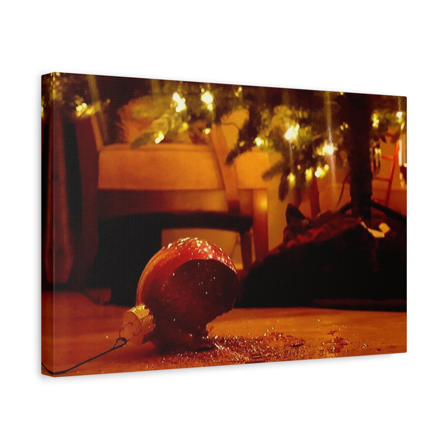 Christmas Tree Ornament Photo Canvas – Cozy Holiday Still Life Wall Art